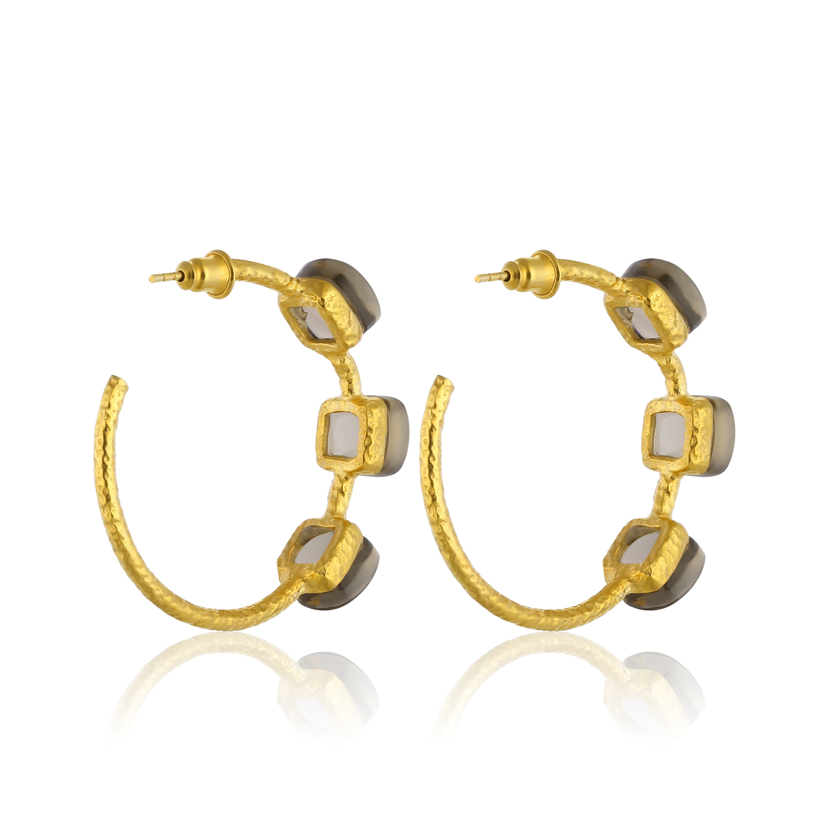 Maison Soula-Siena Hoop Earrings Smokey Anthracite-Earrings-4-Milagron.com