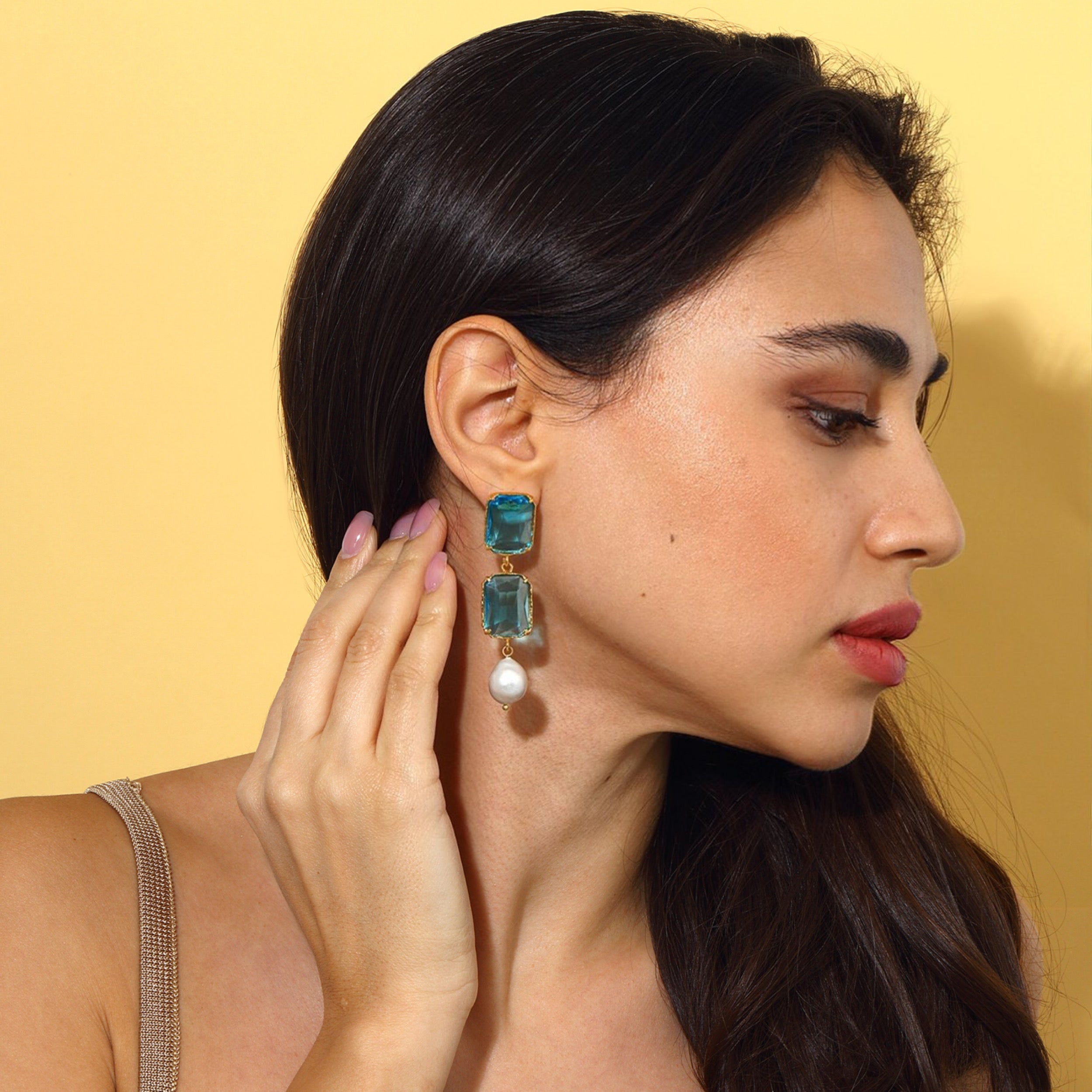 Maison Soula-Sloane Earrings Deep Blue-Earrings-2-Milagron.com