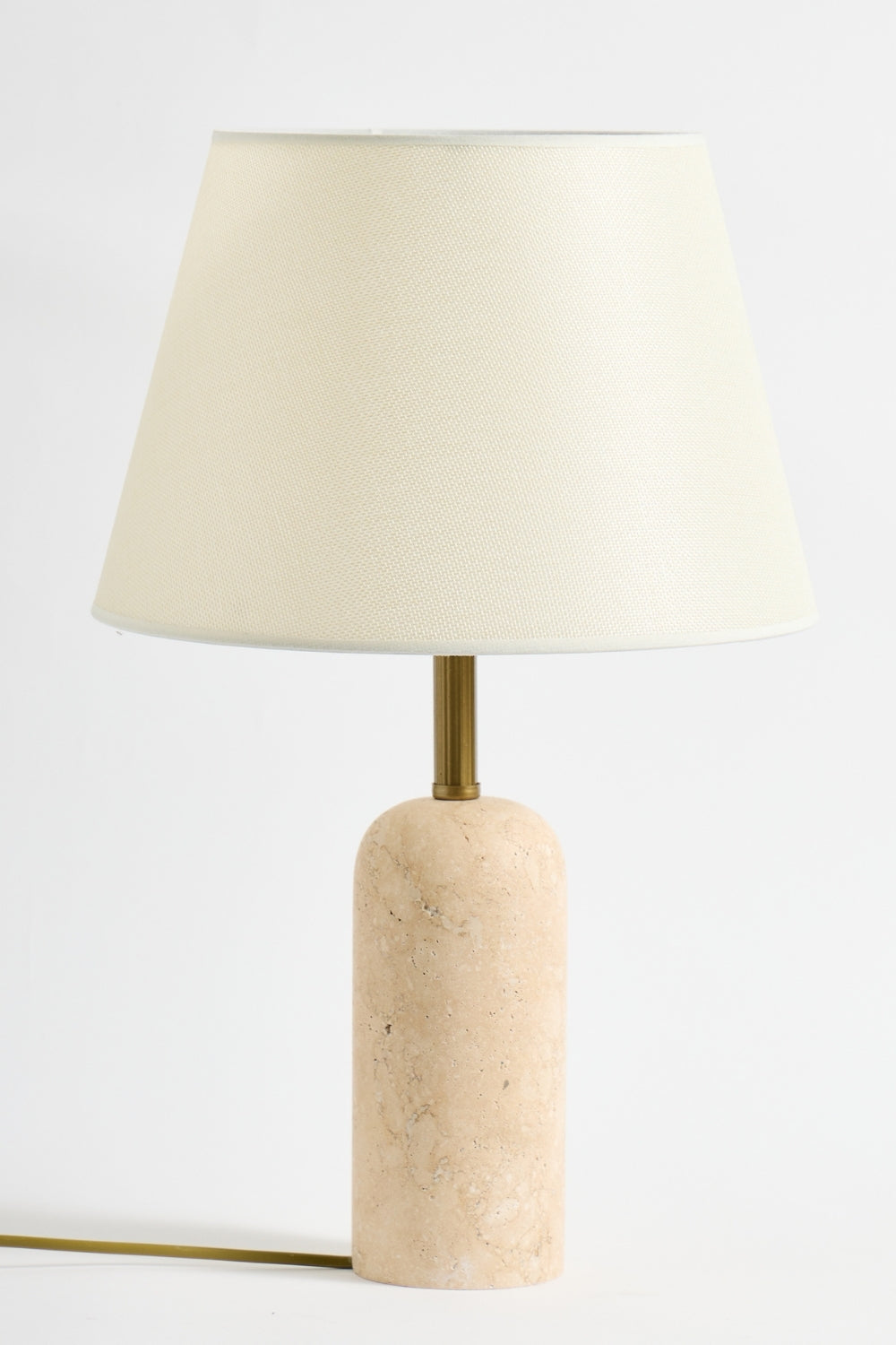 Luum Kumaş Şapkalı Traverten Abajur - 0