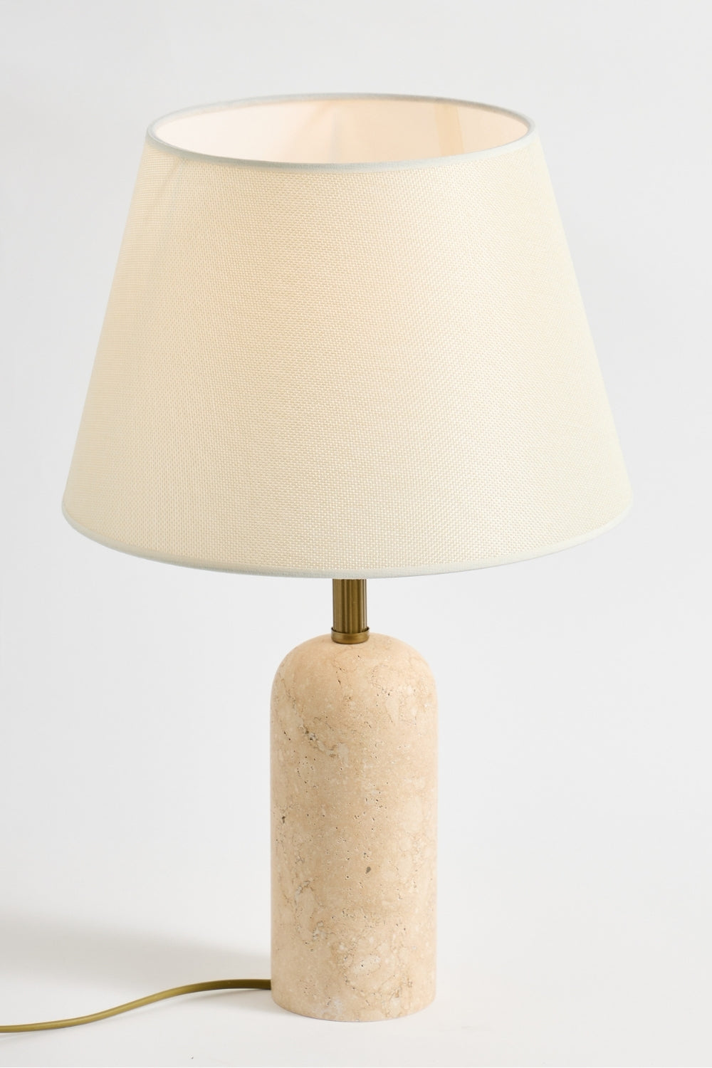 Luum Kumaş Şapkalı Traverten Abajur - 1