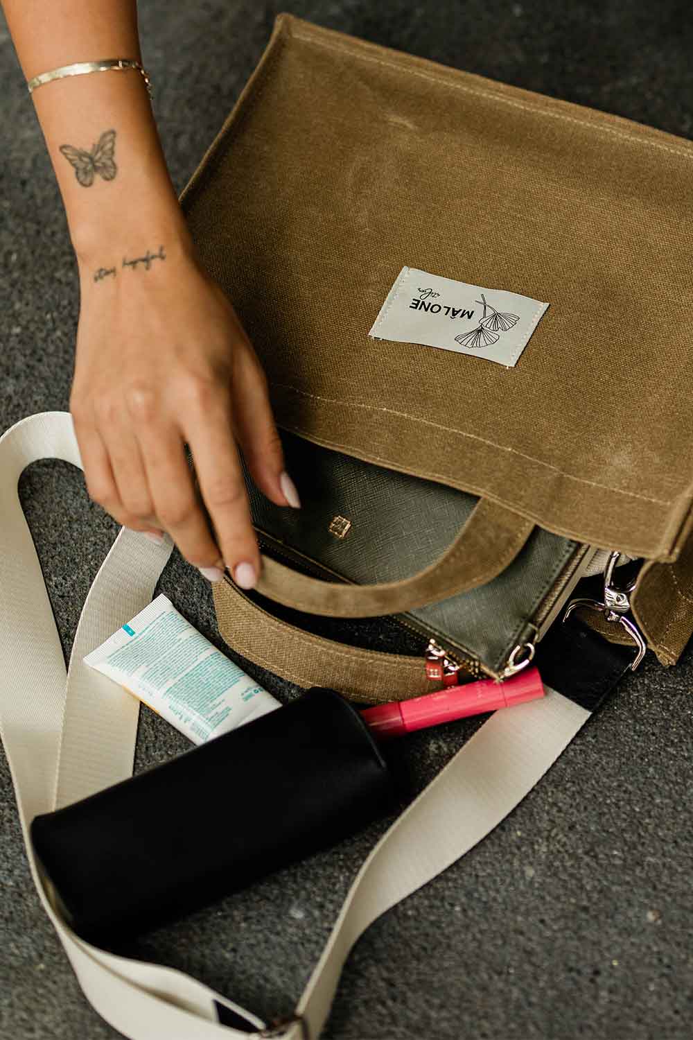 Mâlone Atelier-Nutty Kanvas Çanta (1 Adet Mâlone Çanta Askisi Hediye)-Omuz Çantası-5-Milagron.com