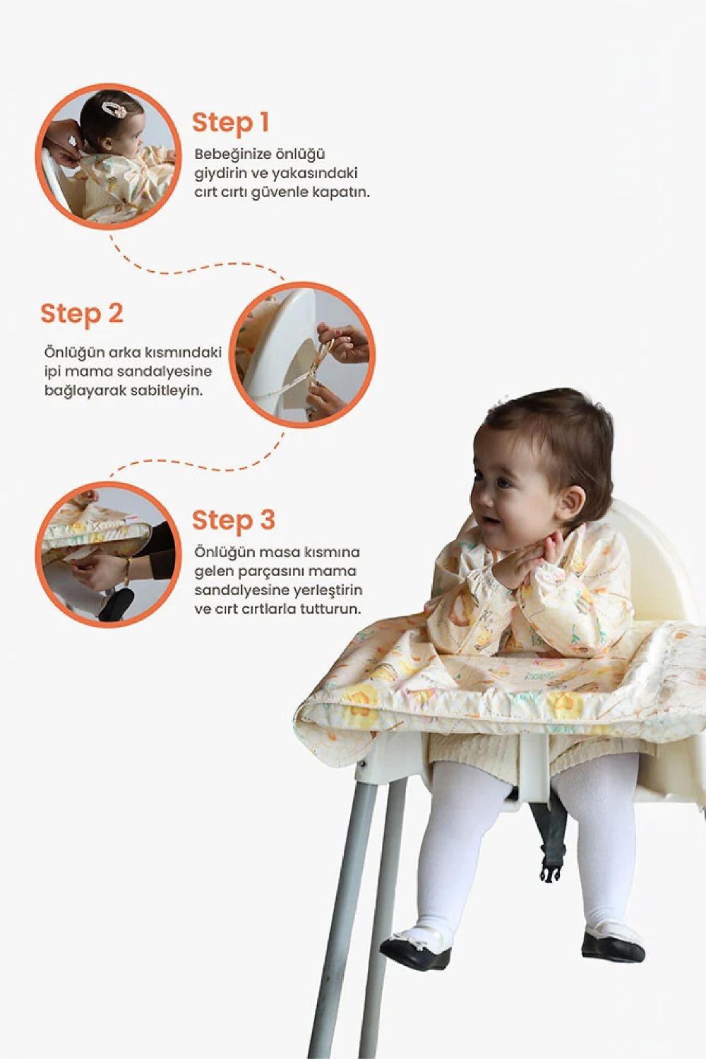 Mammam Baby-Sevimli Arılar Mama Sandalyesi Önlüğü-Mama Önlüğü-4-Milagron.com