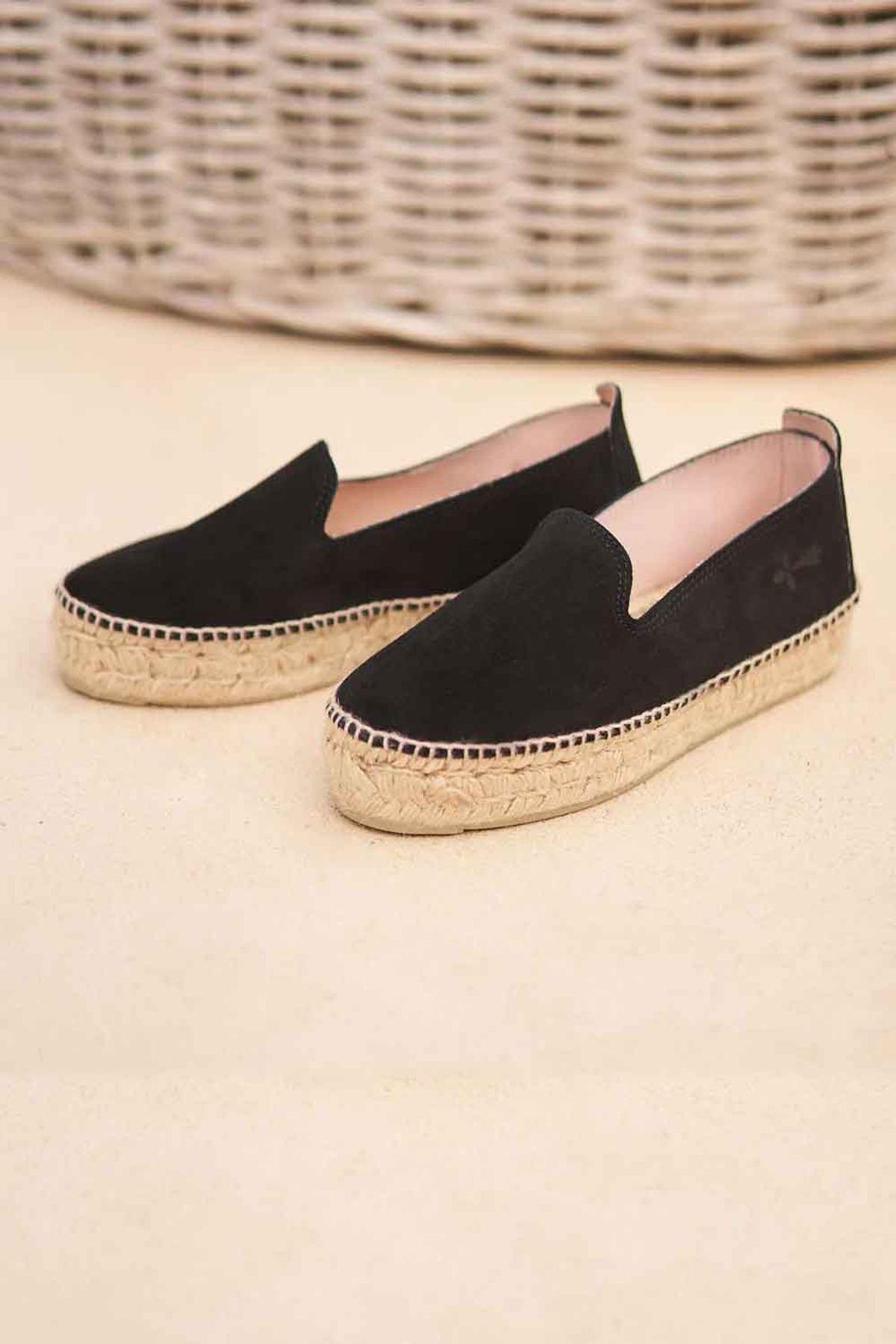 Manebi-Hamptons Double Espadrilles Black-Espadril-1-Milagron.com