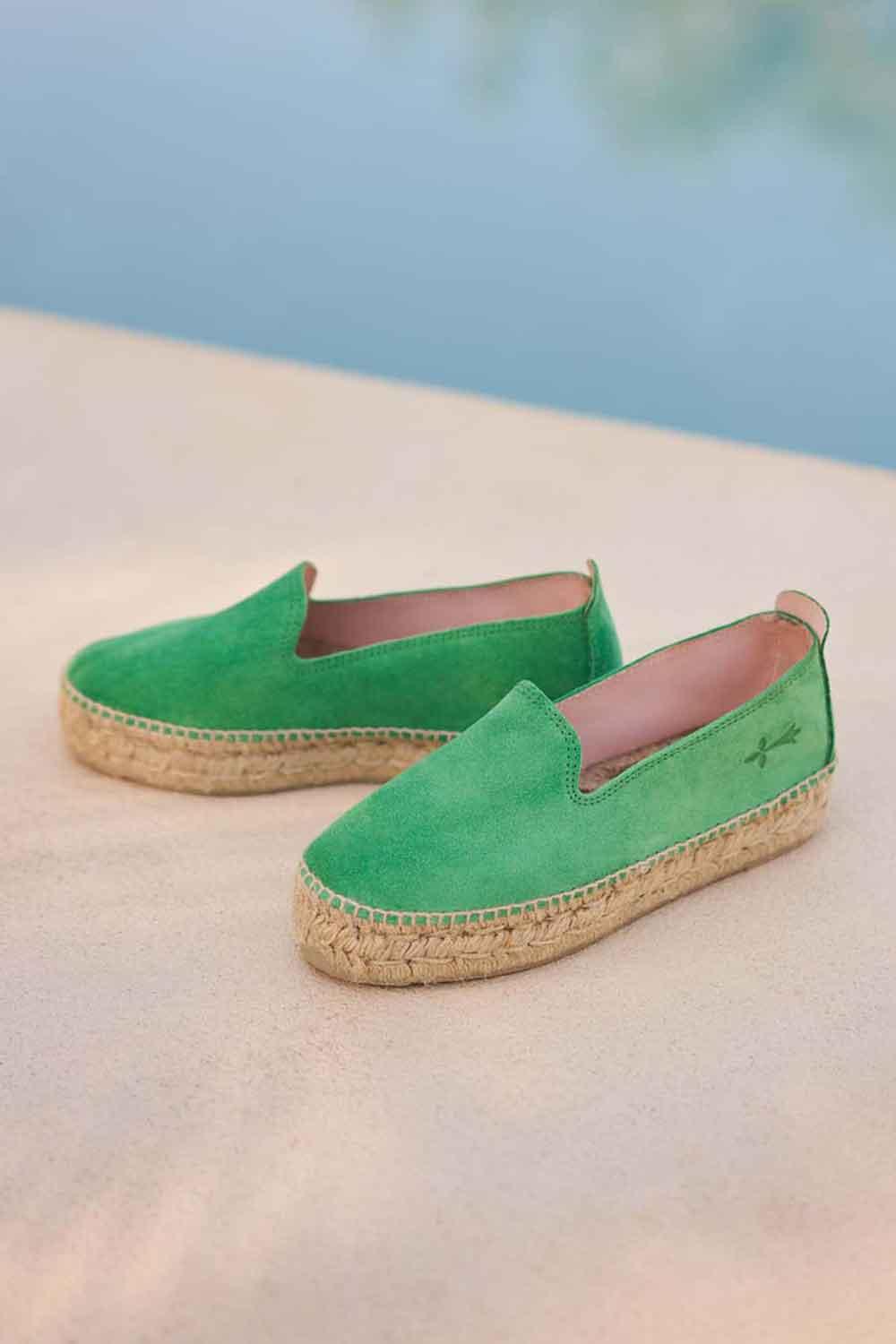 Manebi-Hamptons Double Sole Espadrilles Palm Green-Espadril-1-Milagron.com