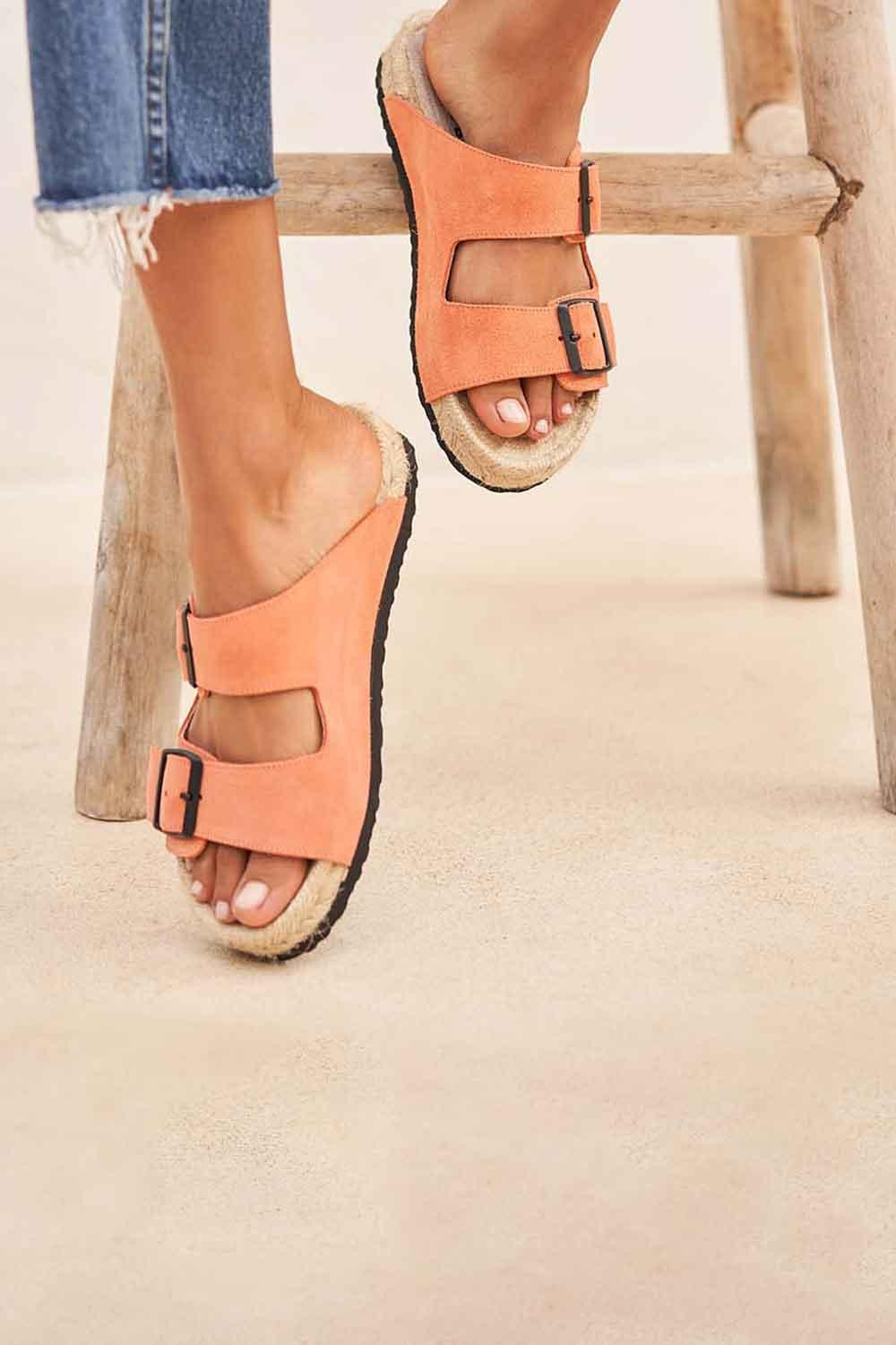 Manebi-Hamptons Nordic Sandals Apricot-Sandalet & Terlik-1-Milagron.com