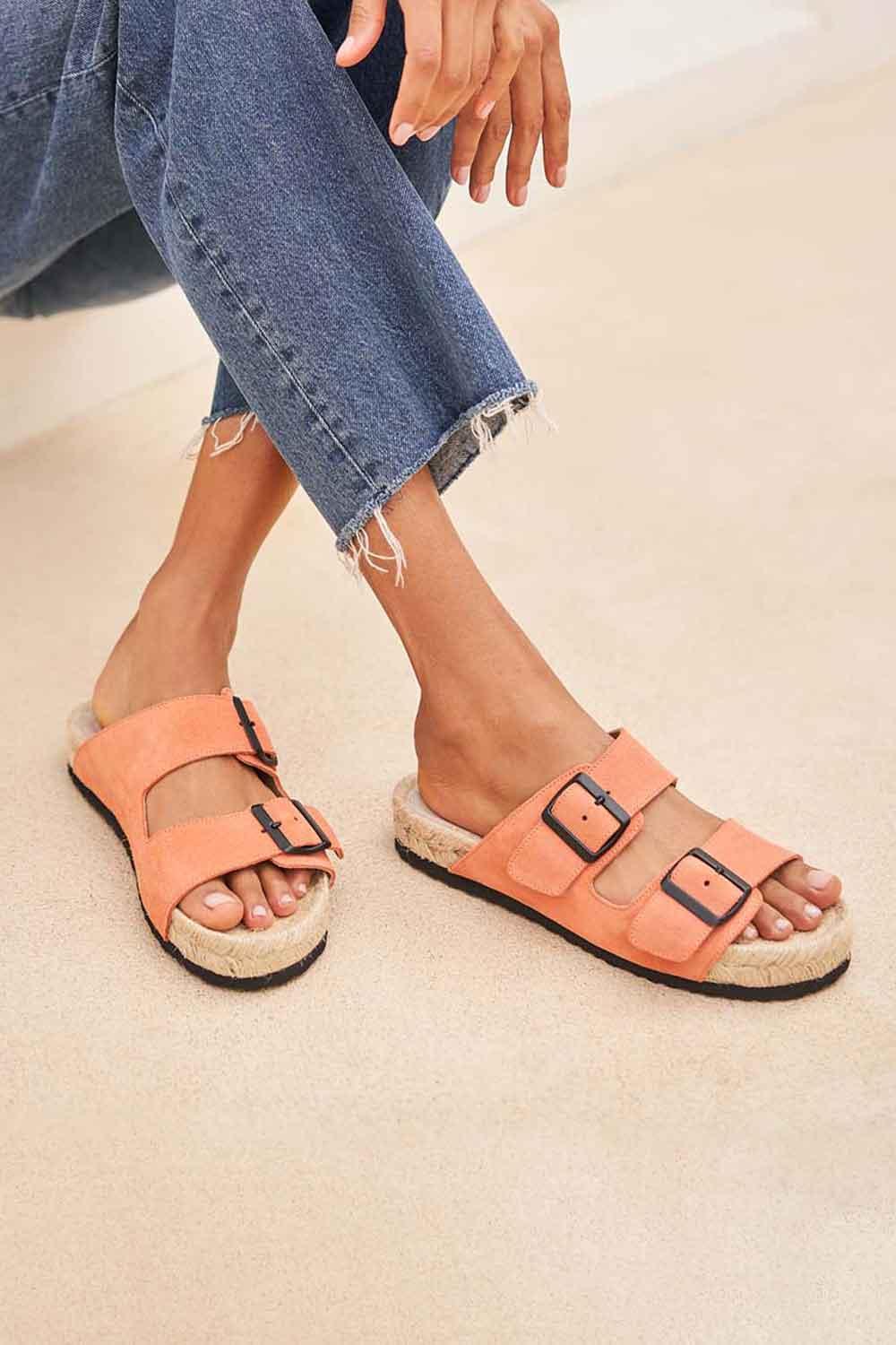 Manebi-Hamptons Nordic Sandals Apricot-Sandalet & Terlik-2-Milagron.com