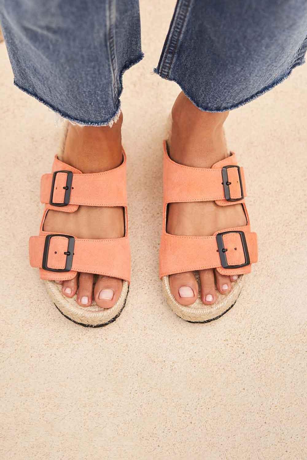 Manebi-Hamptons Nordic Sandals Apricot-Sandalet & Terlik-3-Milagron.com