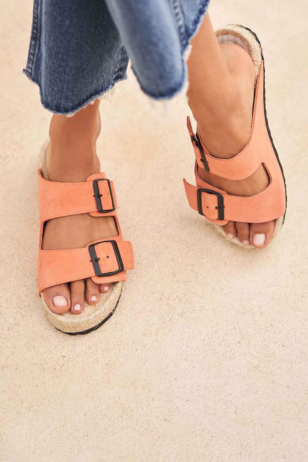 Manebi-Hamptons Nordic Sandals Apricot-Sandalet & Terlik-5-Milagron.com