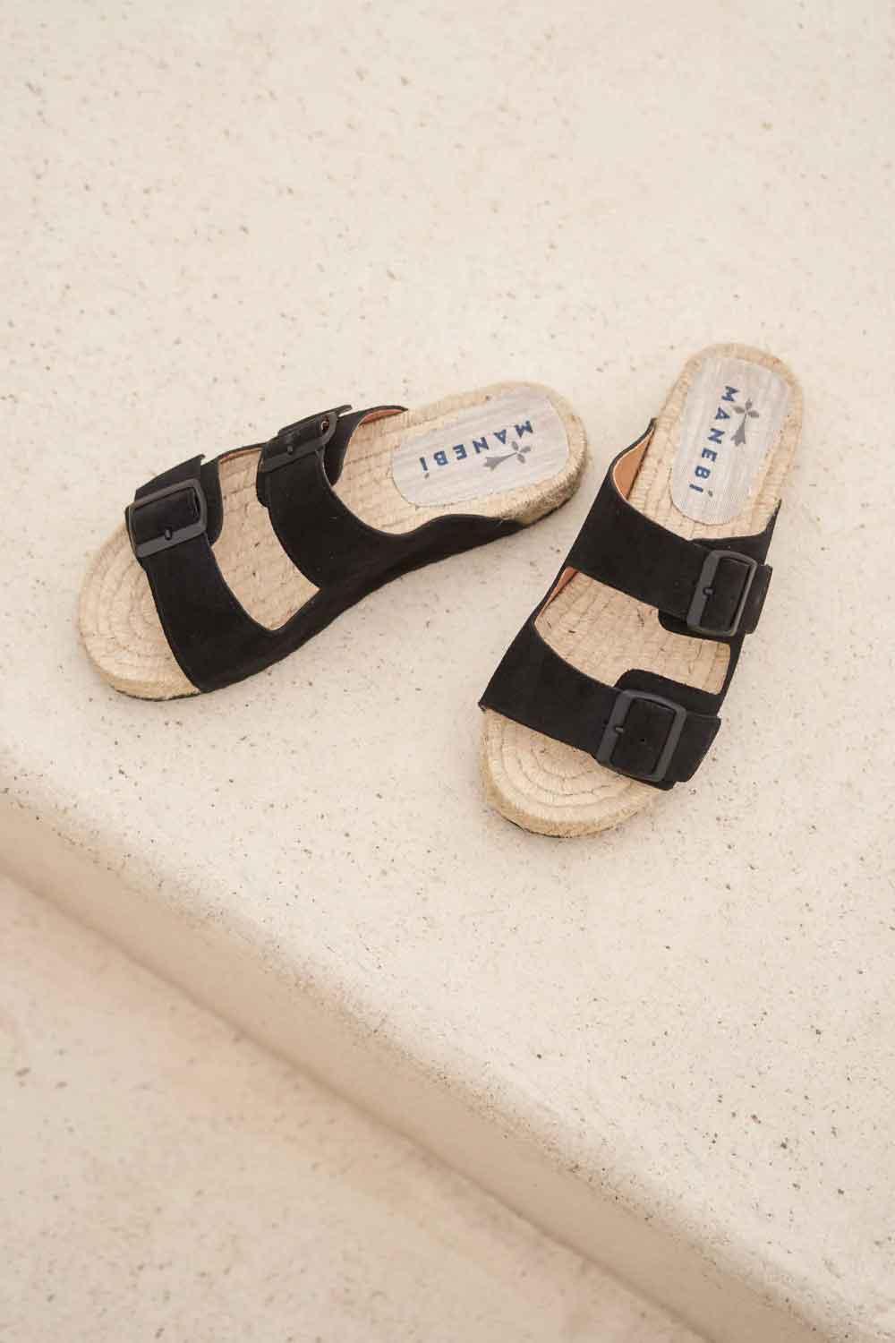 Manebi-Hamptons Nordic Sandals Black-Sandalet & Terlik-1-Milagron.com