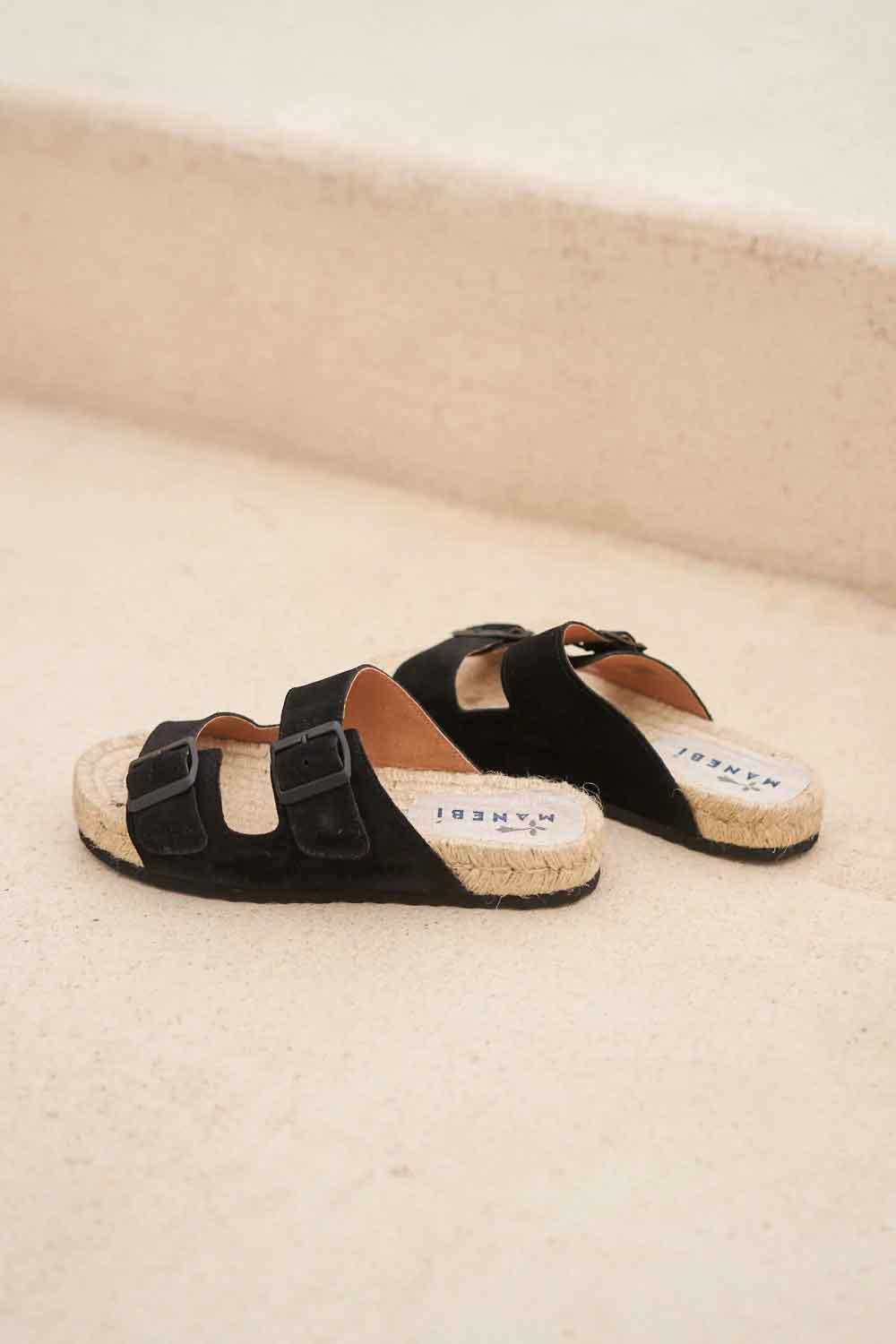 Manebi-Hamptons Nordic Sandals Black-Sandalet & Terlik-2-Milagron.com