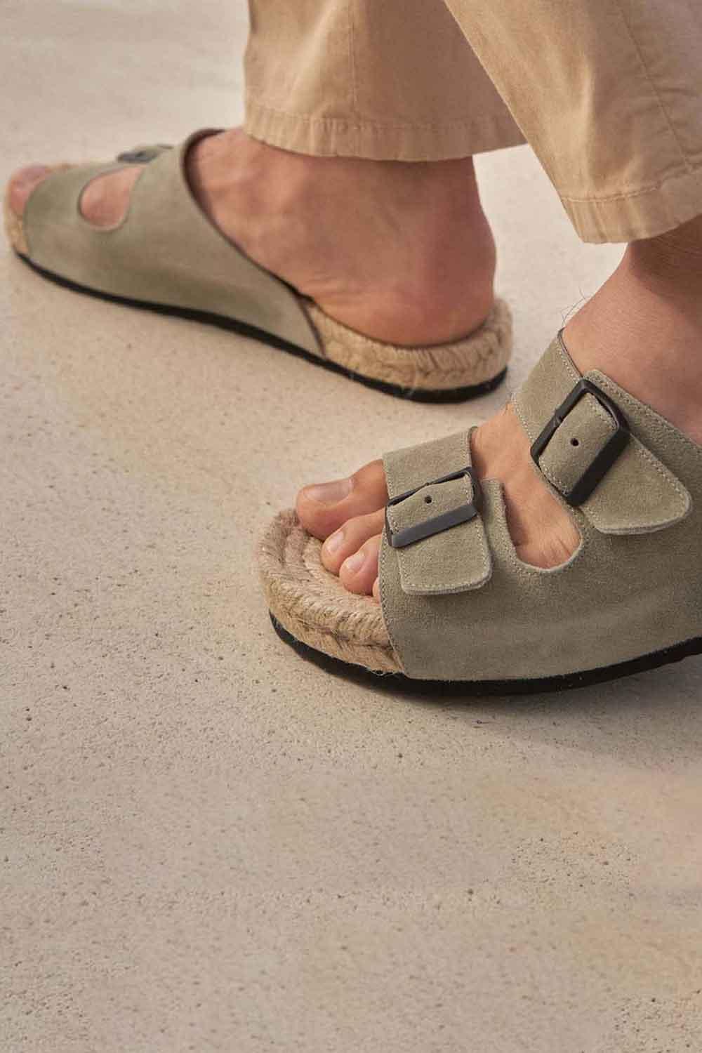 Manebi-Hamptons Nordic Sandals Military Green-Sandalet & Terlik-4-Milagron.com