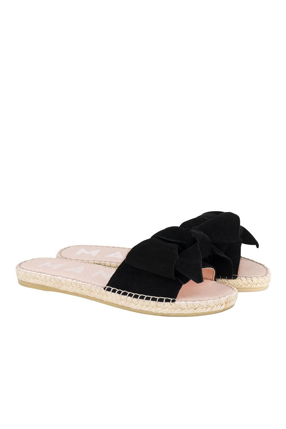 Manebi-Hamptons Sandals with Bow Black-Sandalet & Terlik-3-Milagron.com