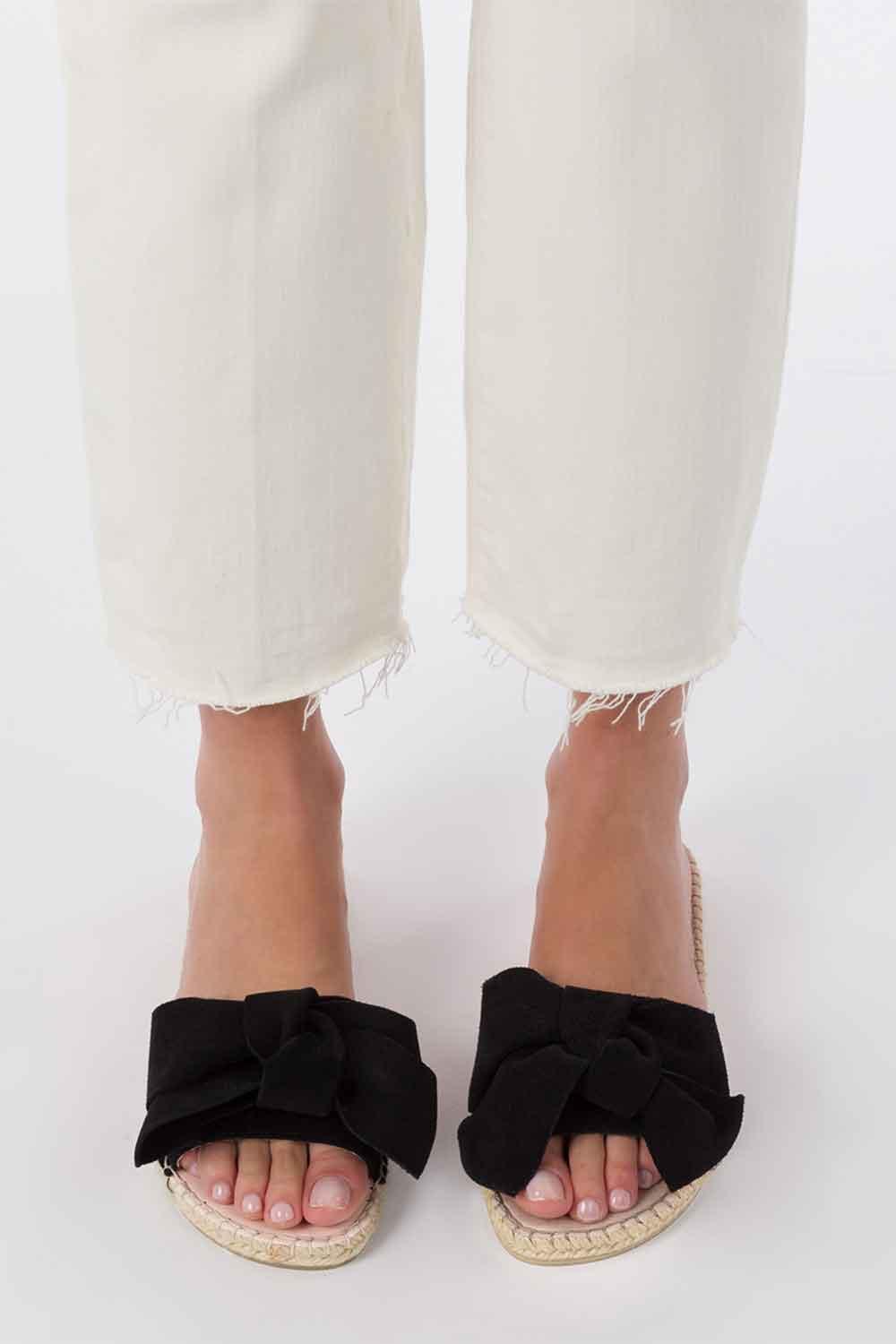 Manebi-Hamptons Sandals with Bow Black-Sandalet & Terlik-5-Milagron.com