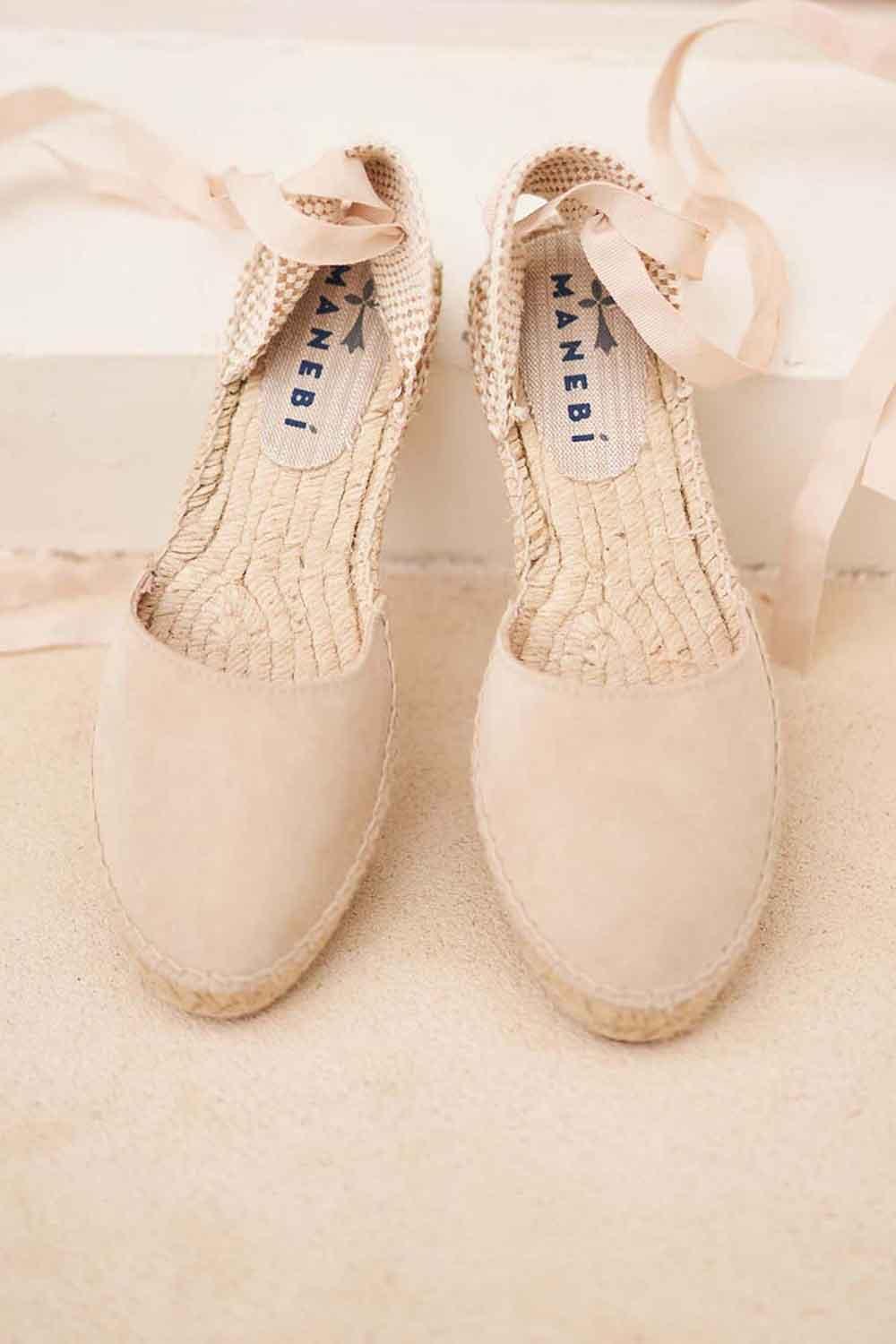Manebi-Hamptons Suede Flat Valenciana Espadrilles Champagne Beige-Sandalet & Terlik-1-Milagron.com