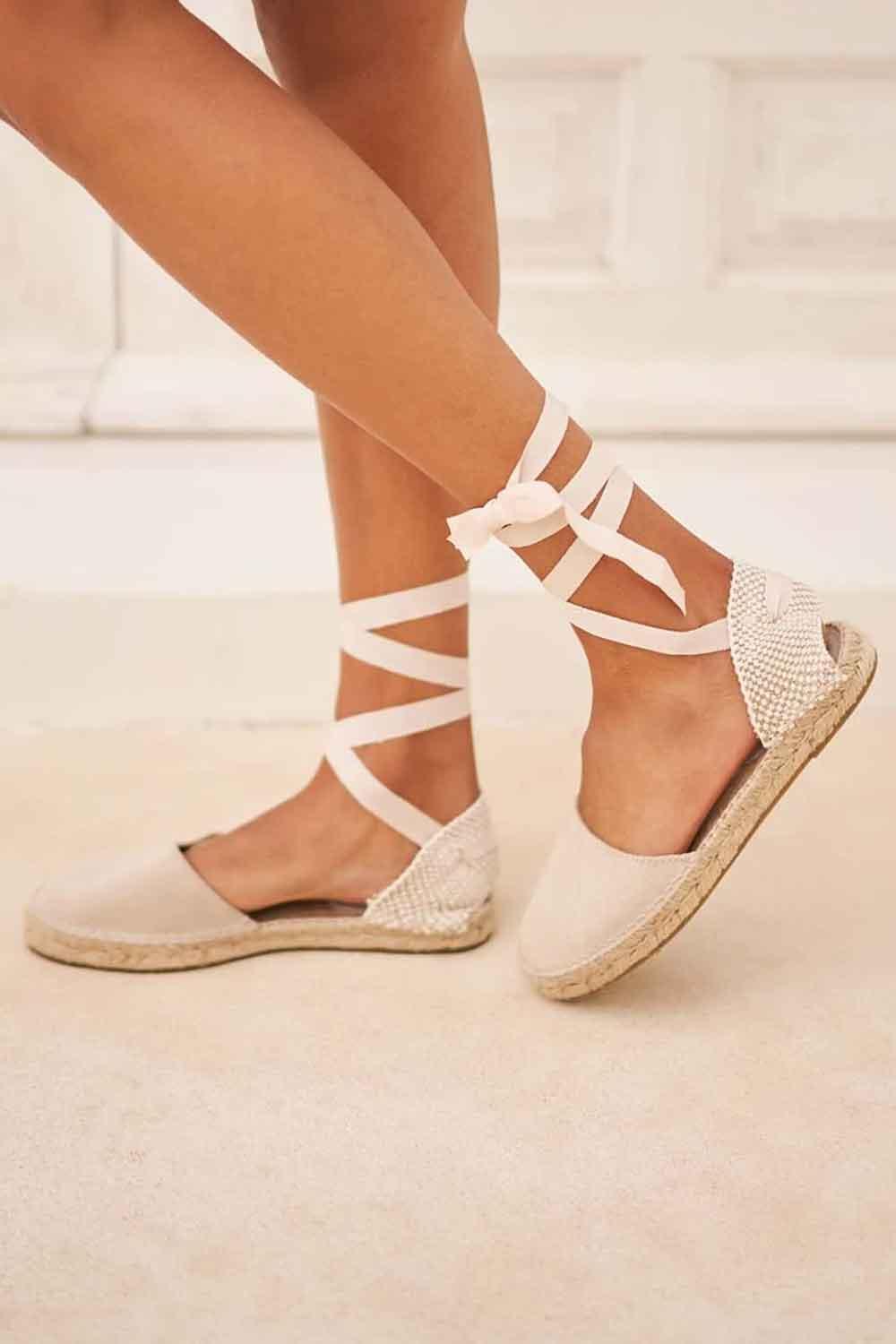 Manebi-Hamptons Suede Flat Valenciana Espadrilles Champagne Beige-Sandalet & Terlik-2-Milagron.com