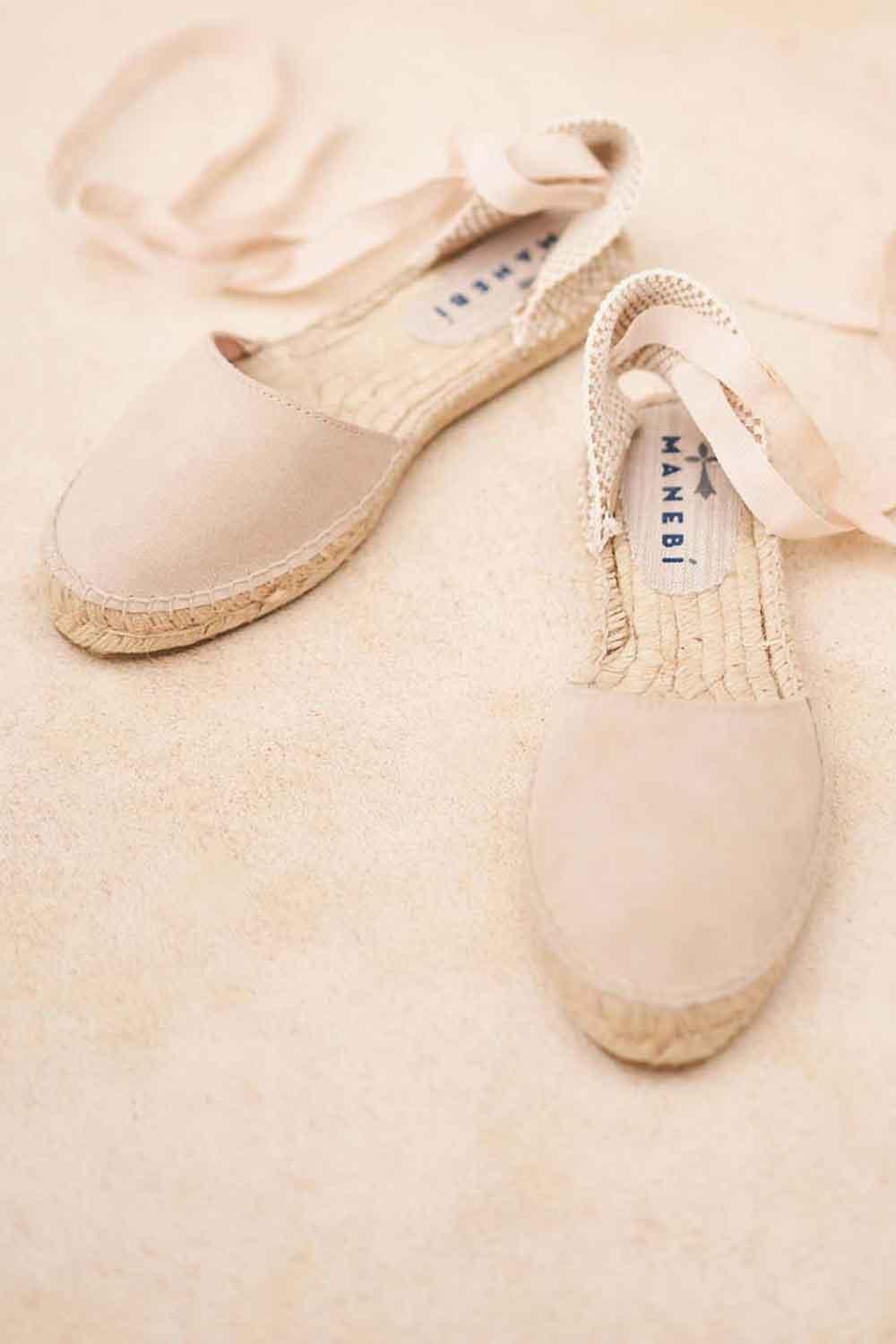 Manebi-Hamptons Suede Flat Valenciana Espadrilles Champagne Beige-Sandalet & Terlik-3-Milagron.com
