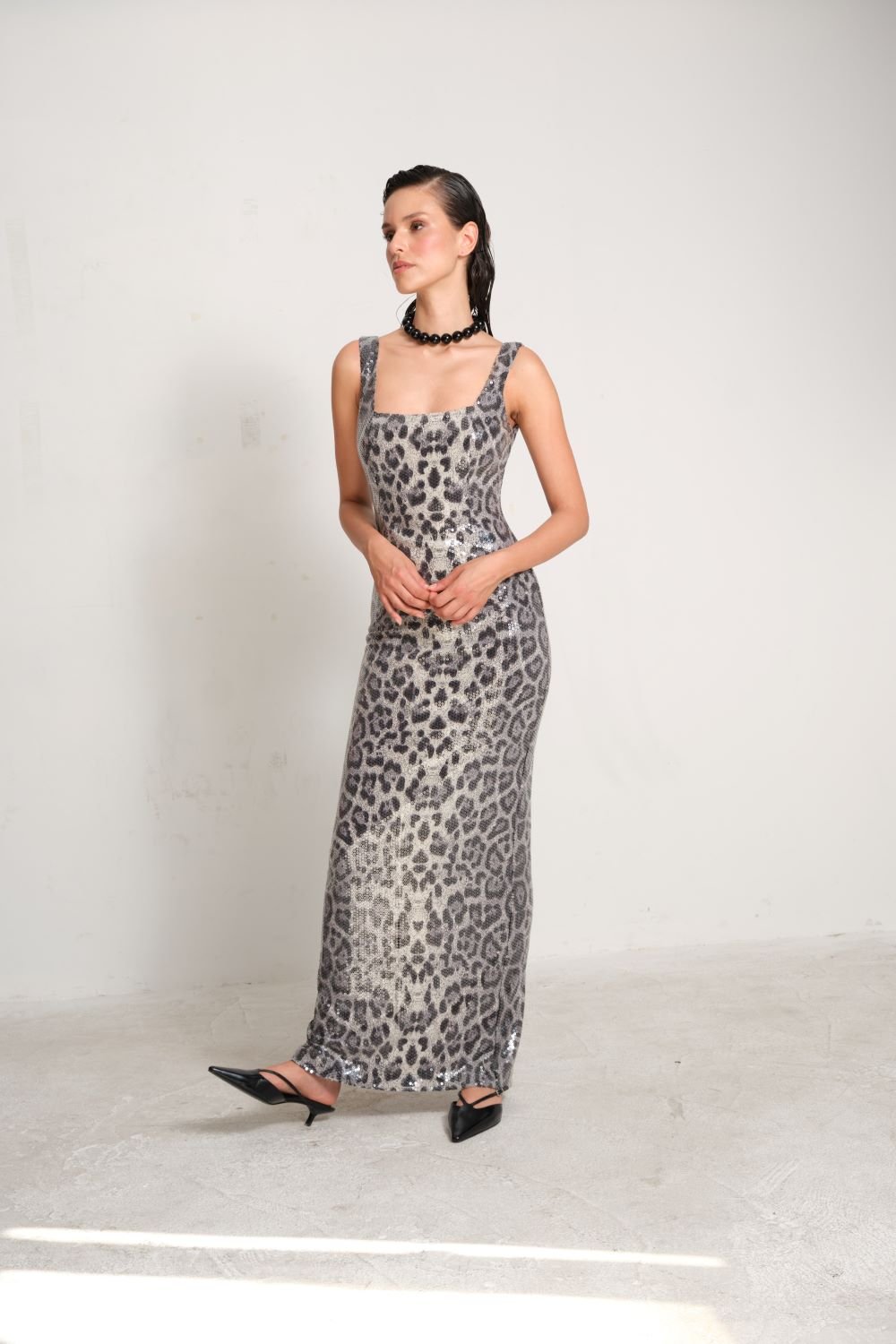 Manshet-Anne Leopar Payetli Abiye Elbise-Elbise-1-Milagron.com