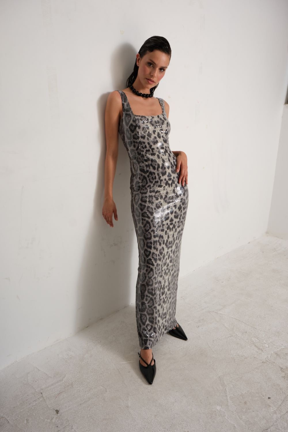 Manshet-Anne Leopar Payetli Abiye Elbise-Elbise-3-Milagron.com