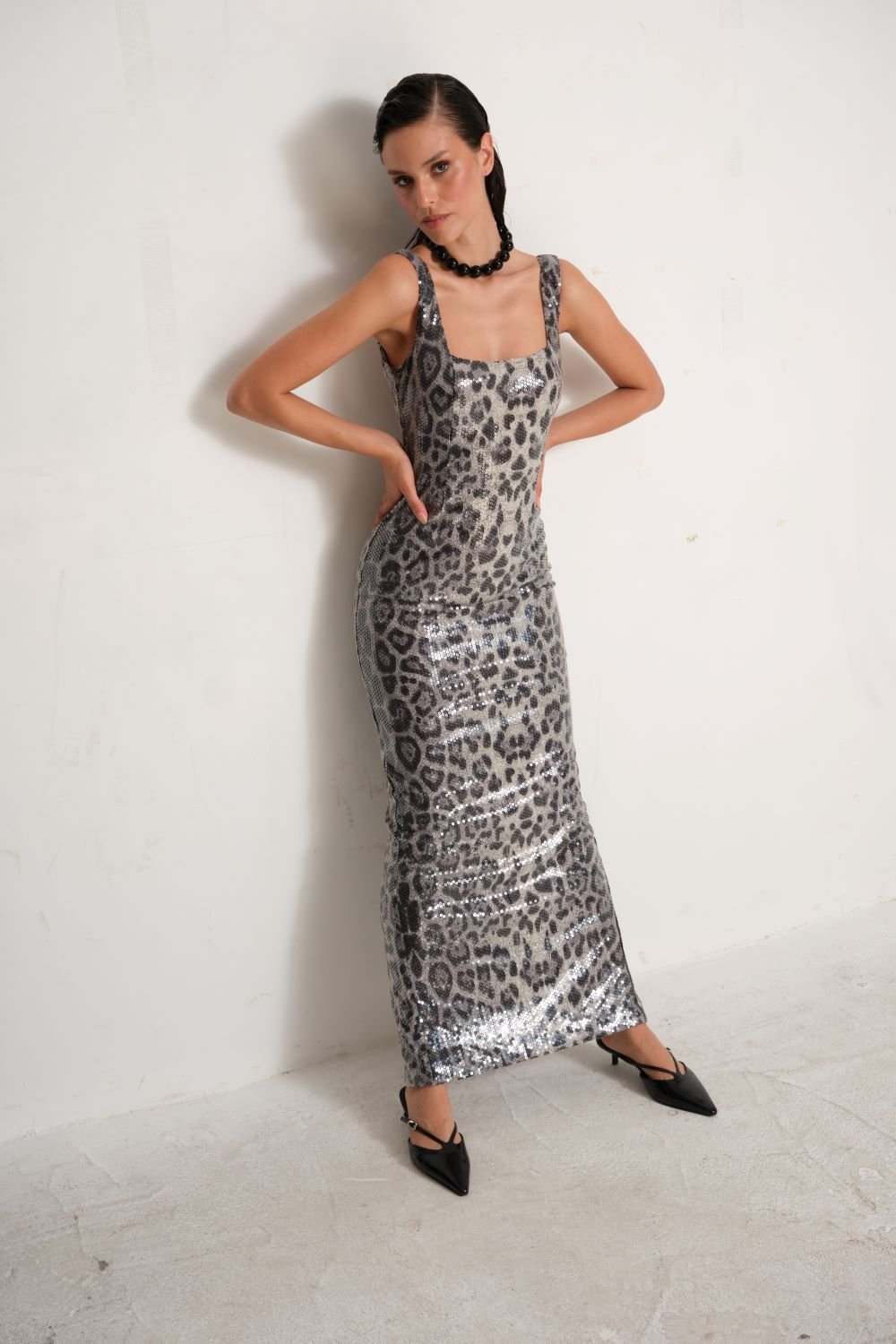 Manshet-Anne Leopar Payetli Abiye Elbise-Elbise-4-Milagron.com