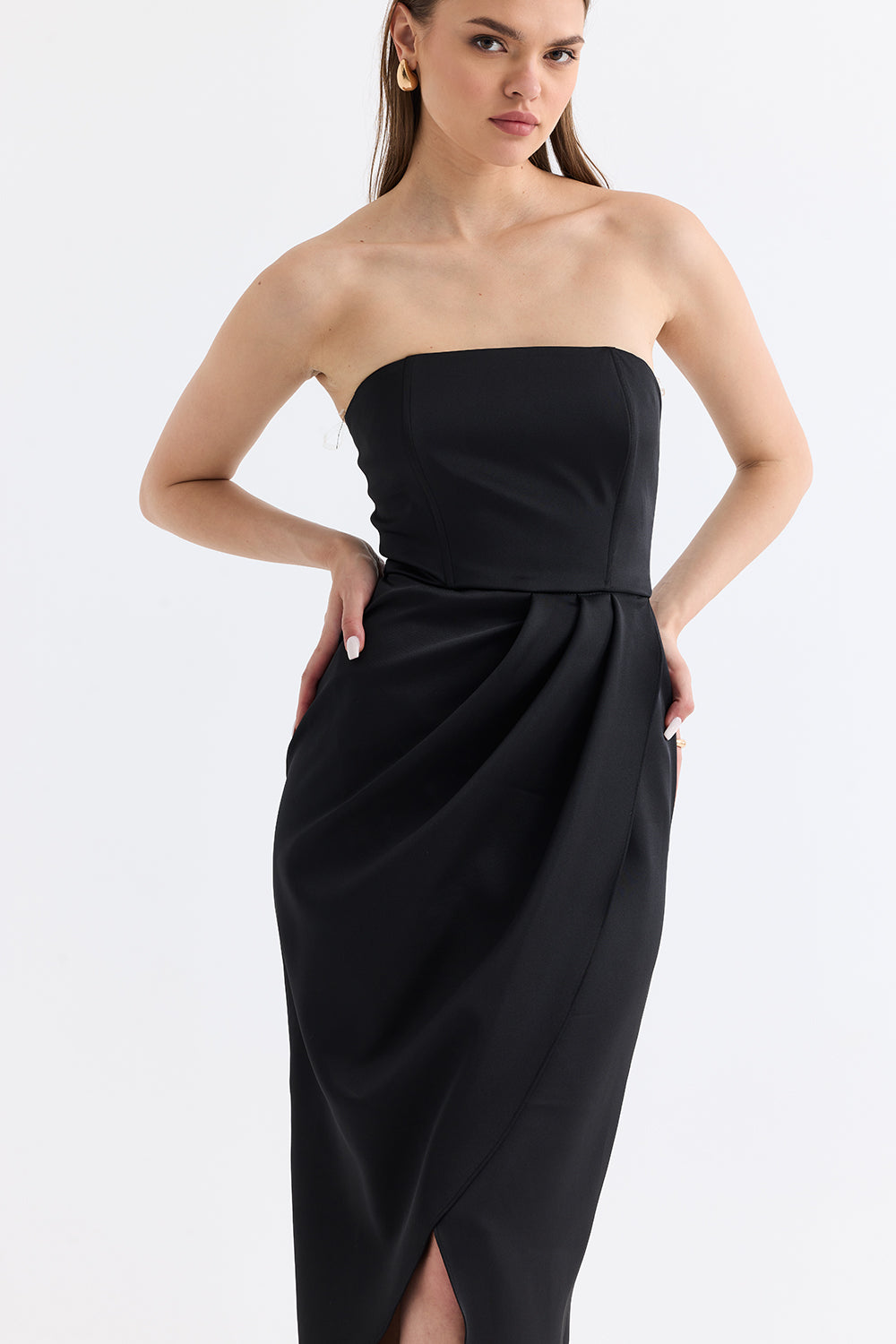 Manshet-Bloom / Straplez Midi Boy Abiye Elbise-Elbise-4-Milagron.com