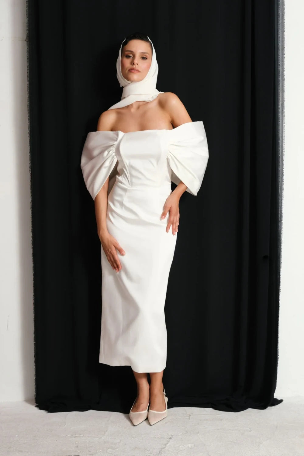 Manshet-Brigitte Straplez Saten Nikah Elbisesi-Elbise-2-Milagron.com