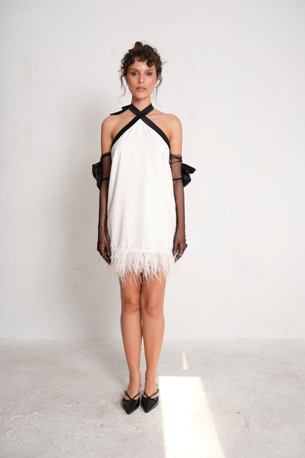 Manshet-Estée Otriş Detaylı Mini Elbise-Elbise-1-Milagron.com