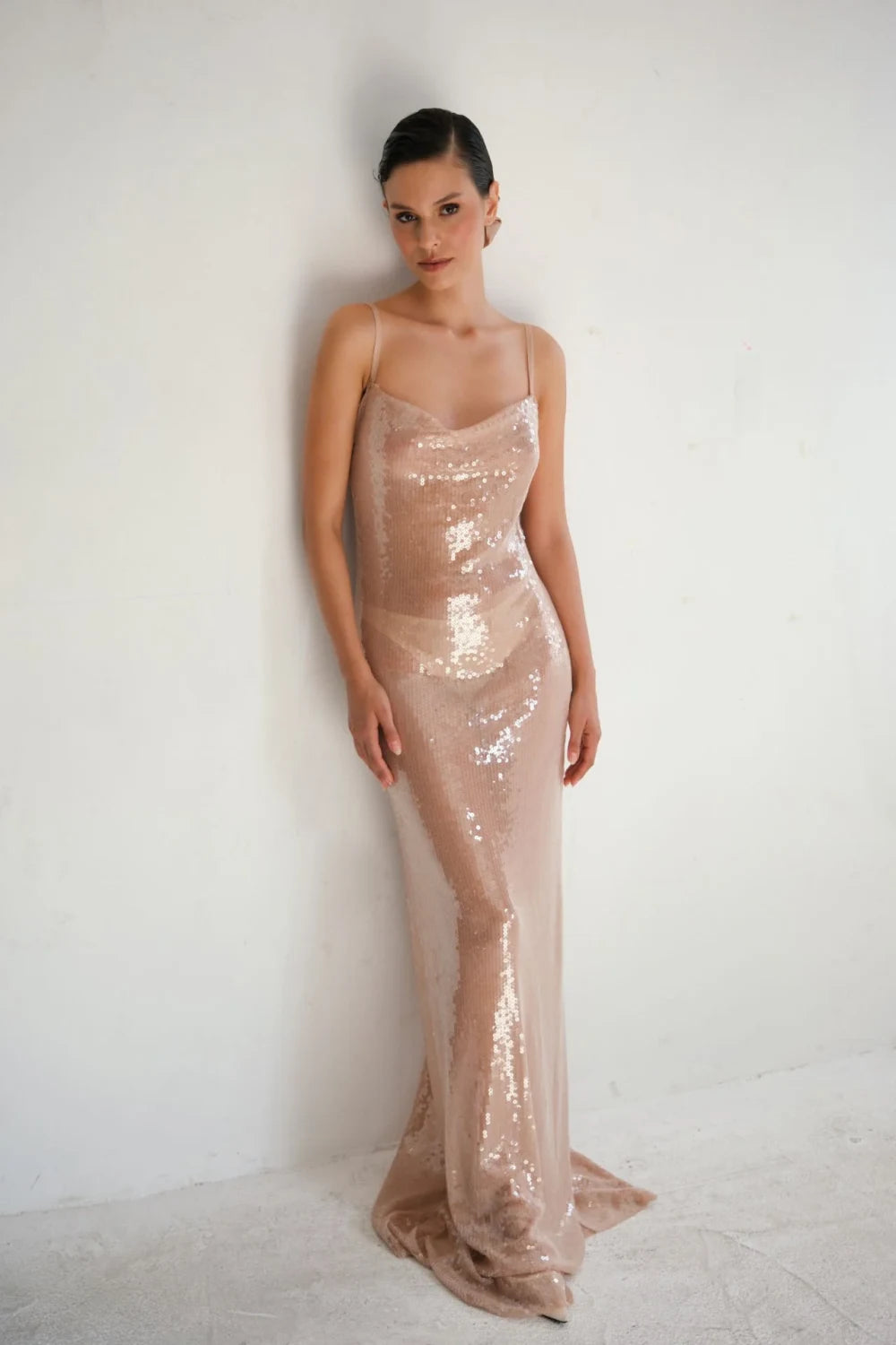 Manshet-Raina Transparan Payet Elbise-Elbise-2-Milagron.com