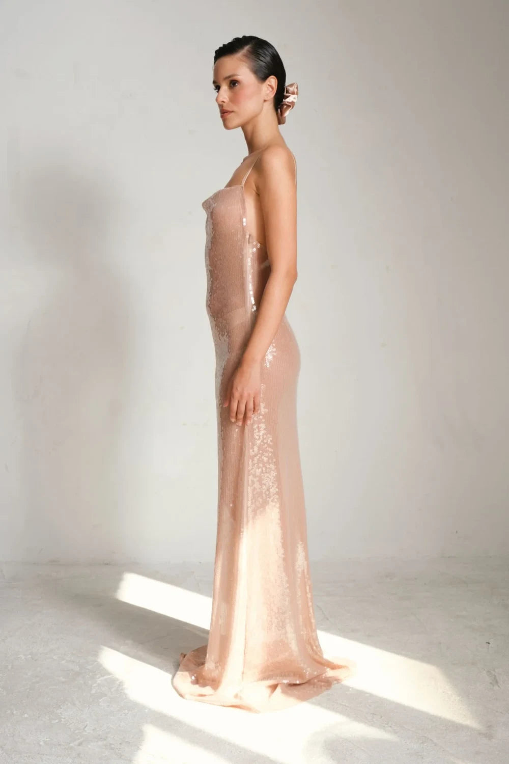 Manshet-Raina Transparan Payet Elbise-Elbise-3-Milagron.com