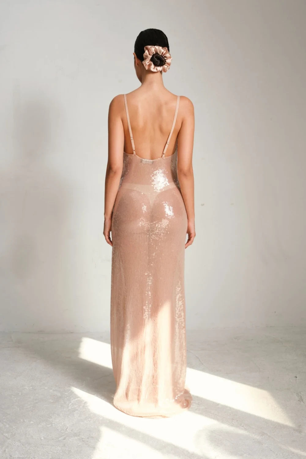 Manshet-Raina Transparan Payet Elbise-Elbise-4-Milagron.com