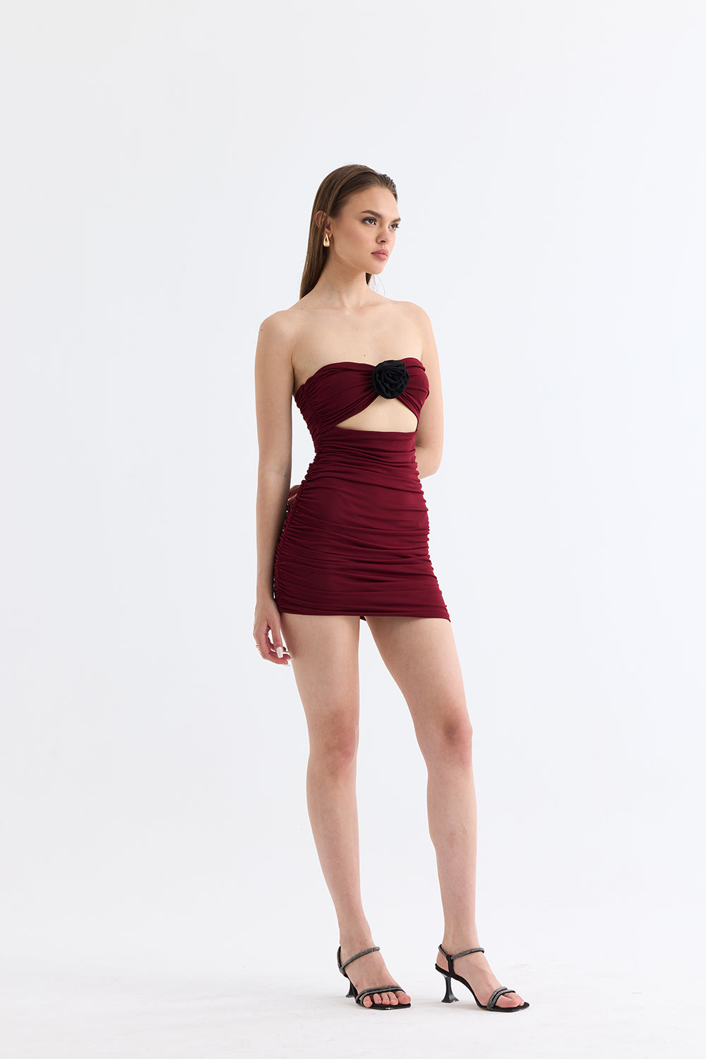 Manshet-The Mystery / Straplez Mini Elbise-Elbise-1-Milagron.com