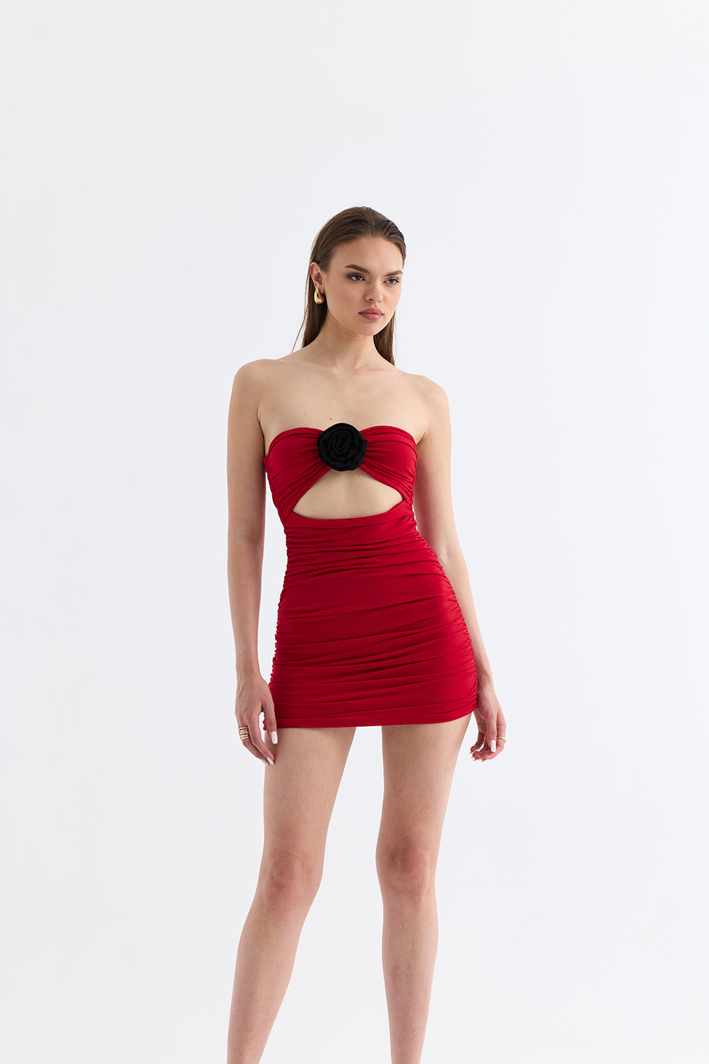 Manshet-The Mystery / Straplez Mini Elbise-Elbise-1-Milagron.com