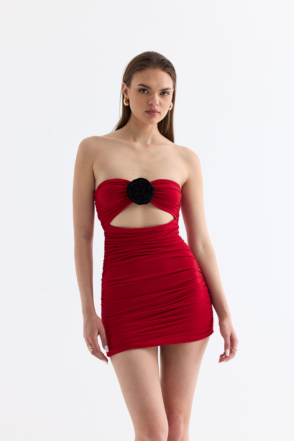 Manshet-The Mystery / Straplez Mini Elbise-Elbise-3-Milagron.com