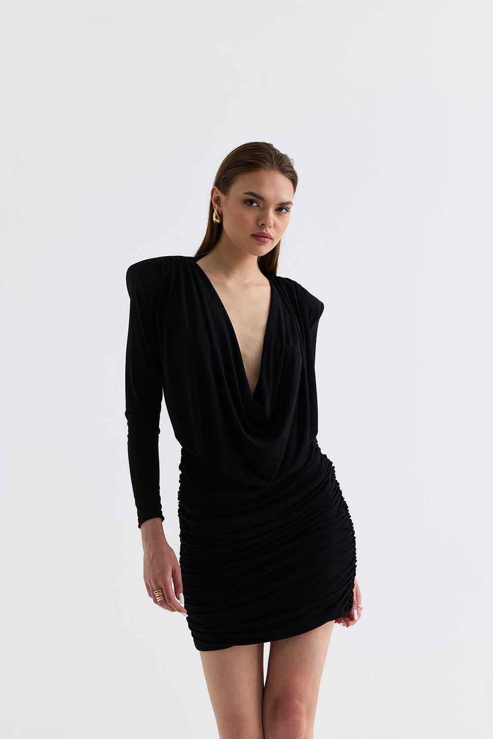Manshet-The Scarlet / Degaye Yaka Mini Elbise-Elbise-1-Milagron.com