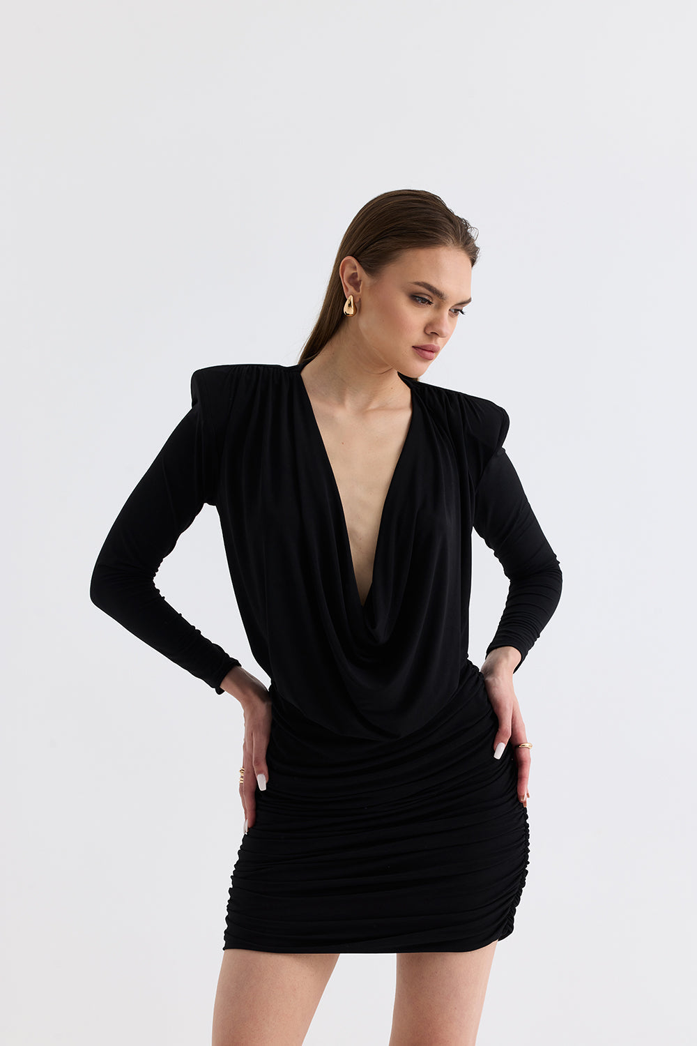 Manshet-The Scarlet / Degaye Yaka Mini Elbise-Elbise-5-Milagron.com