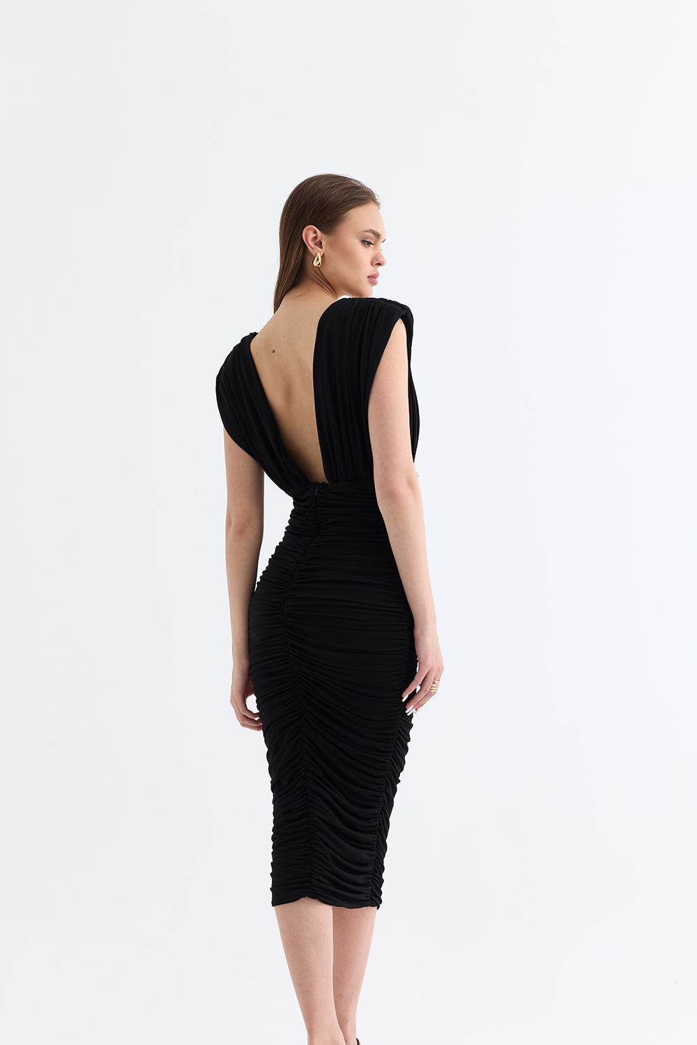 Manshet-The Velvet / Dekolteli Midi Elbise-Elbise-4-Milagron.com