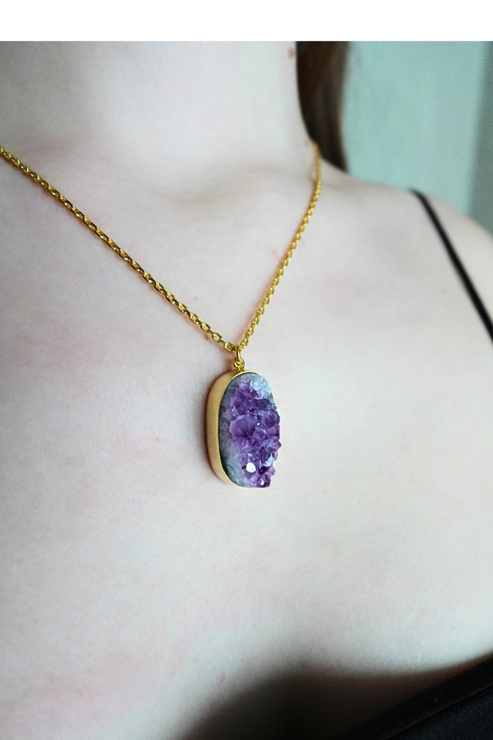 Manus In Mano-Anora Ametist Doğal Taş Gümüş Kolye - Hava Elementi-Kolye-3-Milagron.com