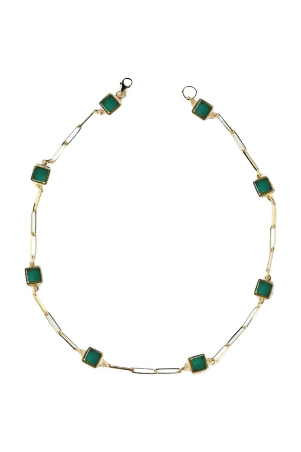 Manus In Mano-Athens Yeşil Akik Taş Gümüş Kolye-Kolye-1-Milagron.com