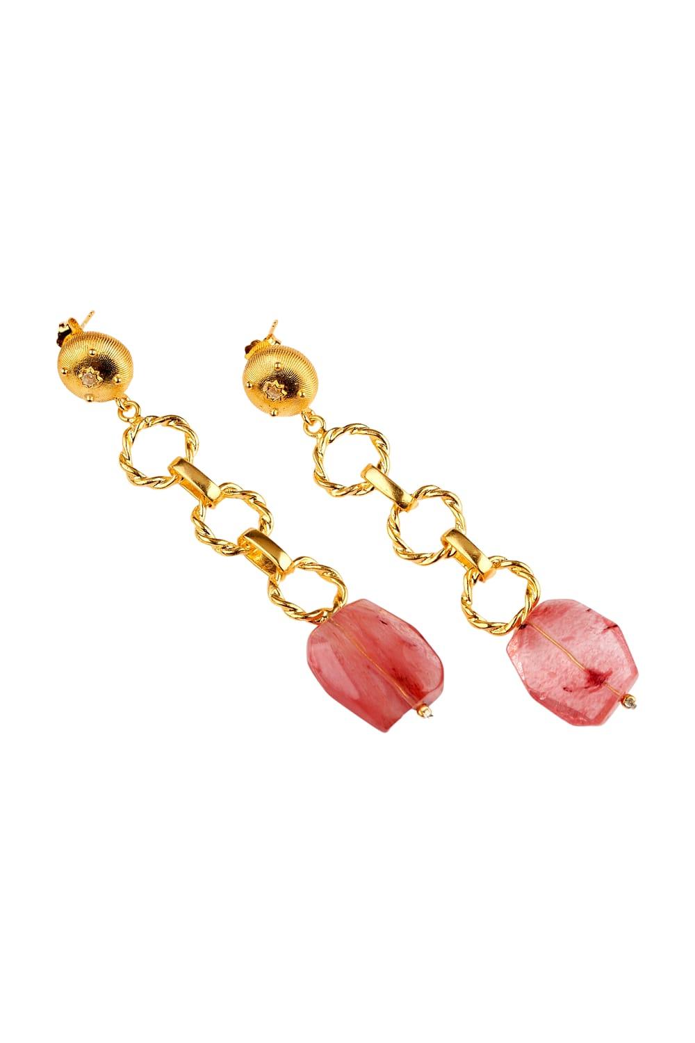 Manus In Mano-Boden Kiraz Kuvars Gümüş Sallantı Küpe-Küpe-1-Milagron.com