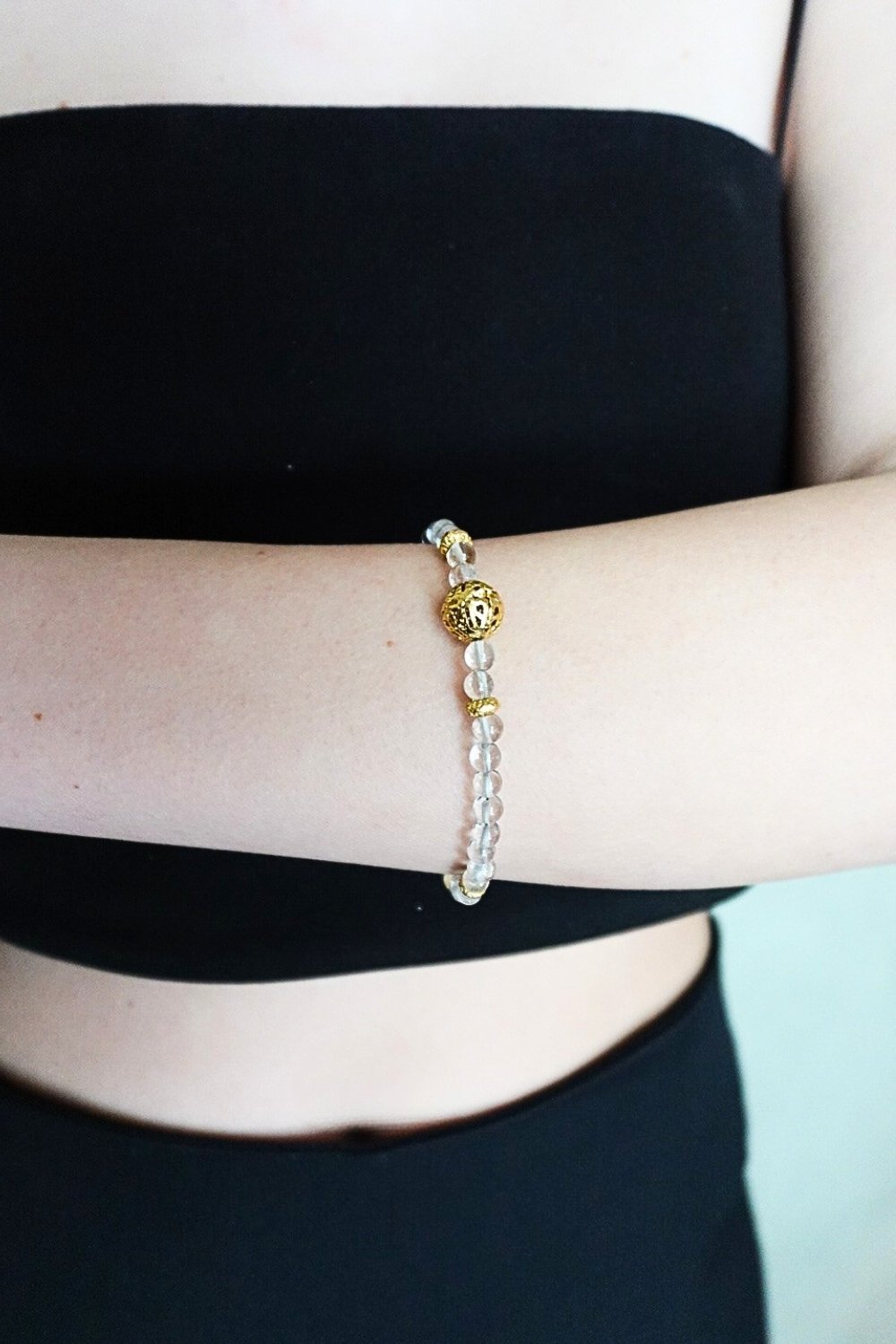 Manus In Mano-Bronn Berrak Kuvars Doğal Taş Bileklik - Hava Elementi-Bileklik-2-Milagron.com