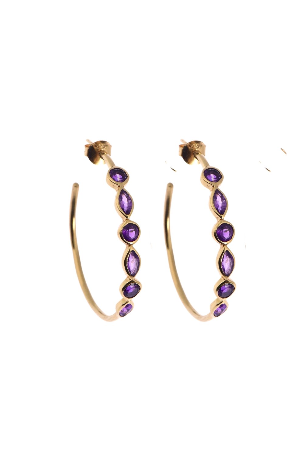 Manus In Mano-Daria Hoop Gümüş Ametist Halka Küpe-Küpe-1-Milagron.com