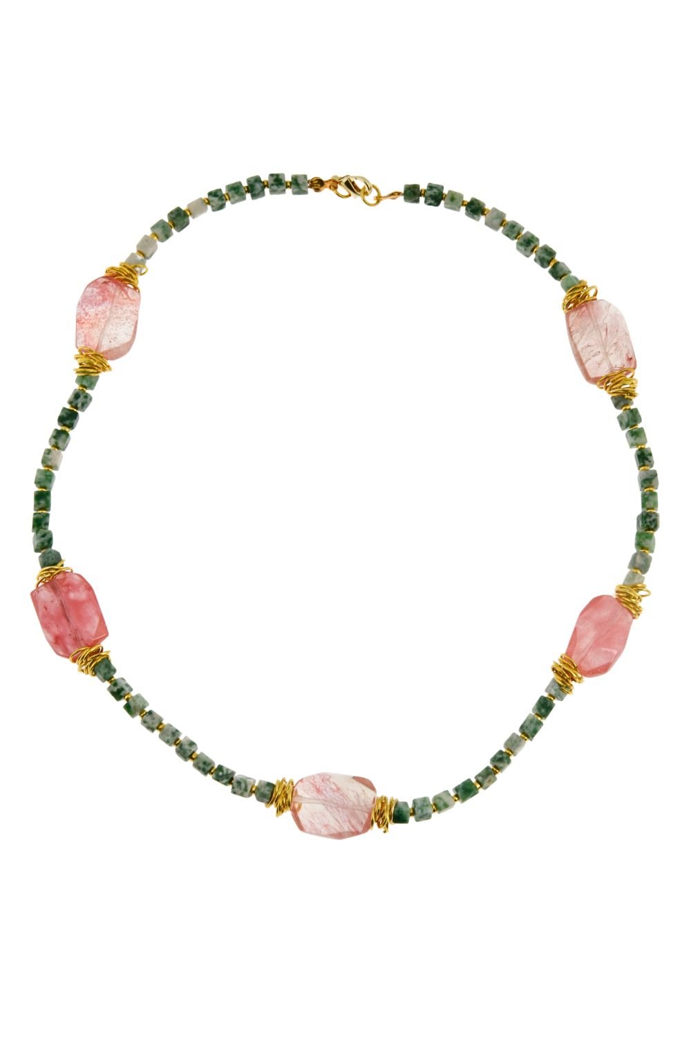 Manus In Mano-Dieza Doğal Taş Pirinç Kolye-Kolye-1-Milagron.com