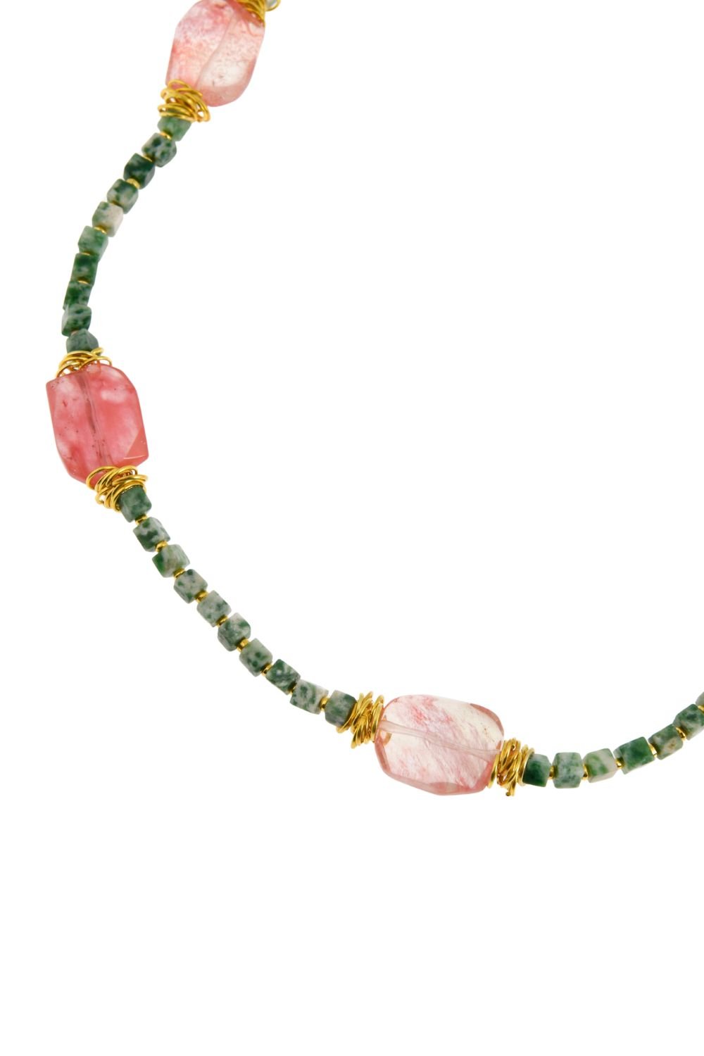 Manus In Mano-Dieza Doğal Taş Pirinç Kolye-Kolye-2-Milagron.com