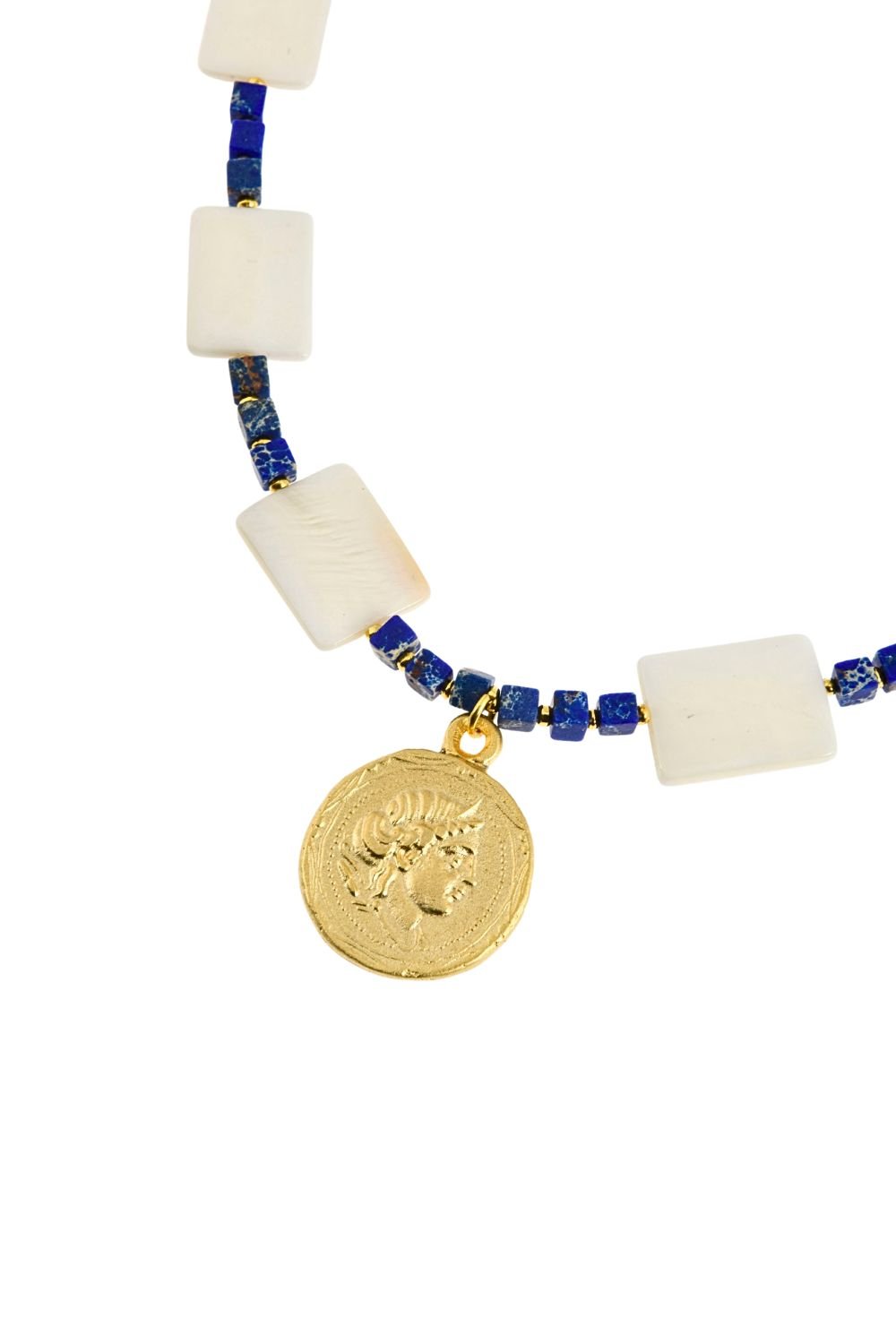 Manus In Mano-Larissa Sedefli Doğal Taş Madalyon Kolye-Kolye-2-Milagron.com