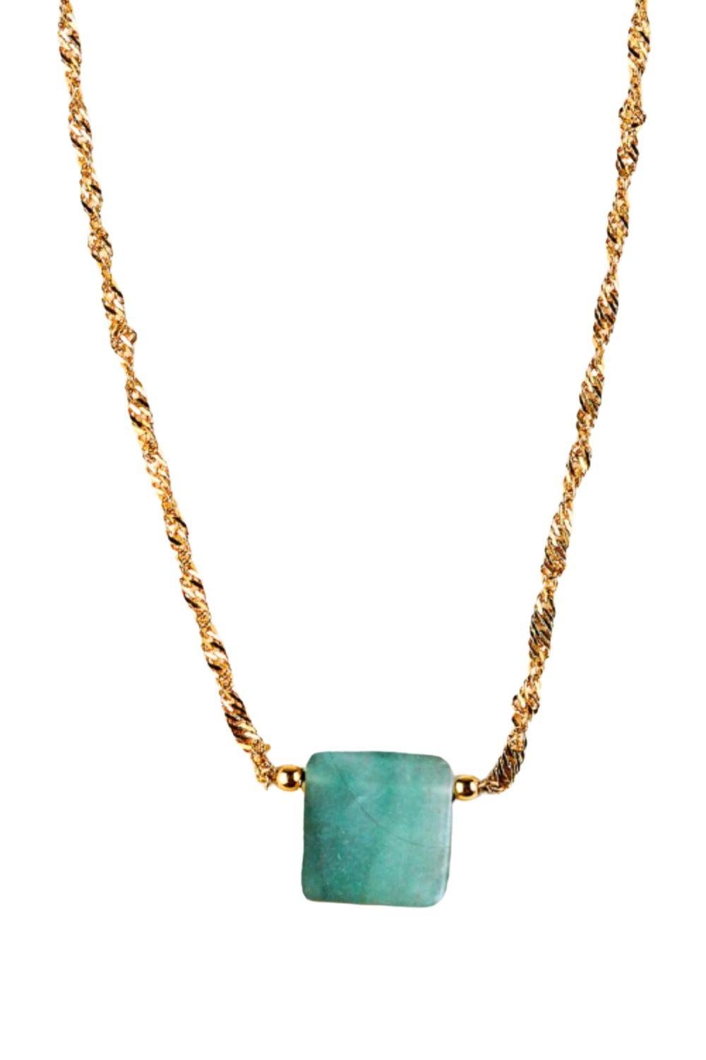 Manus In Mano-Lilian Yeşil Opal Taş Gümüş Kolye-Kolye-1-Milagron.com