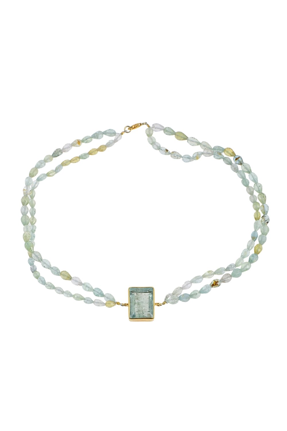 Manus In Mano-Marina Aquamarin Doğal Taş Choker Gümüş Kolye - Su Elementi-Kolye-1-Milagron.com