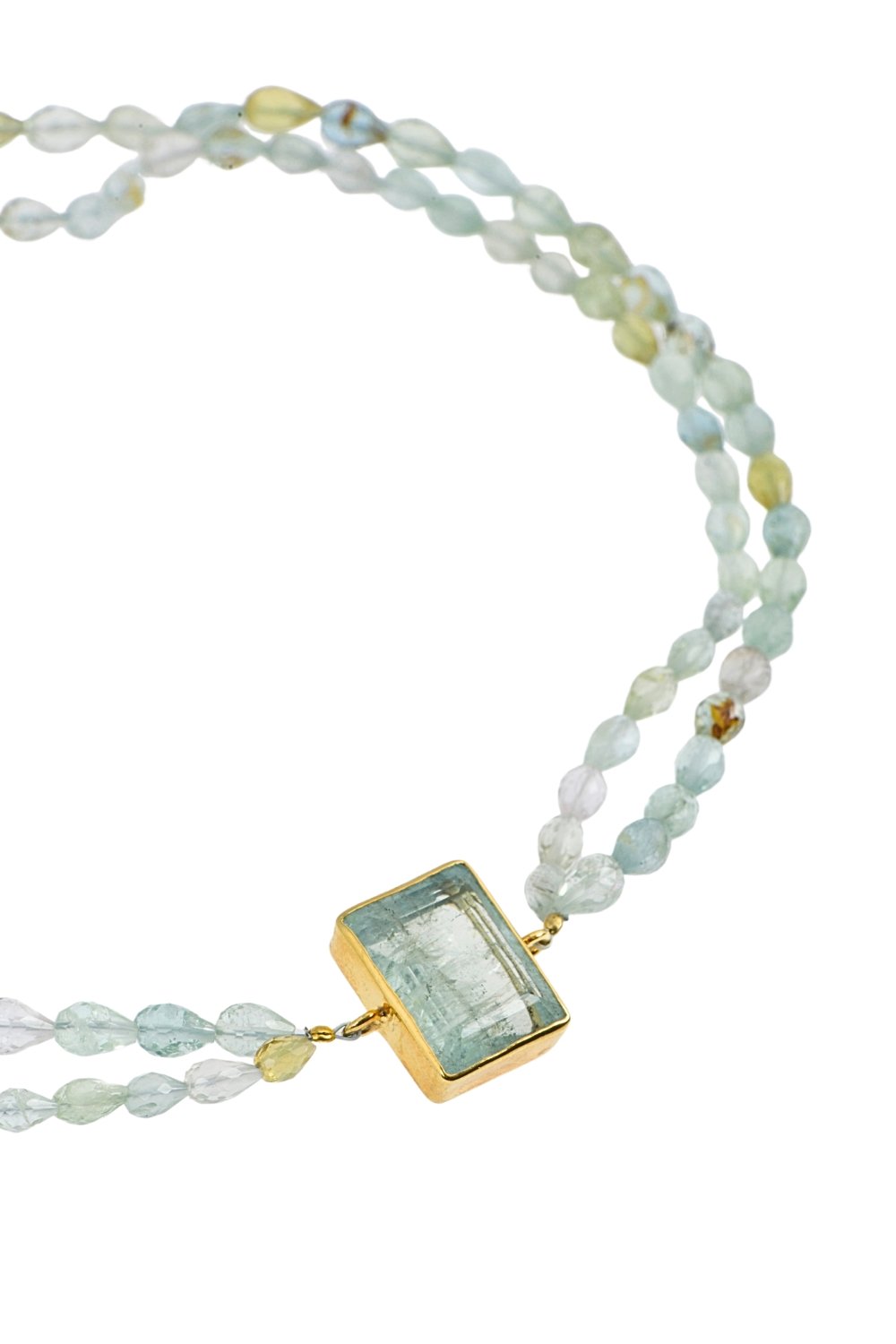 Manus In Mano-Marina Aquamarin Doğal Taş Choker Gümüş Kolye - Su Elementi-Kolye-3-Milagron.com