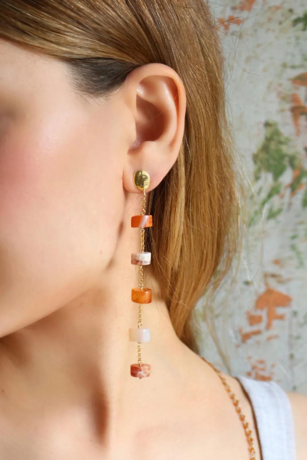 Manus In Mano-Maxi Paxi Akik Sallantı Gümüş Küpe-Küpe-2-Milagron.com