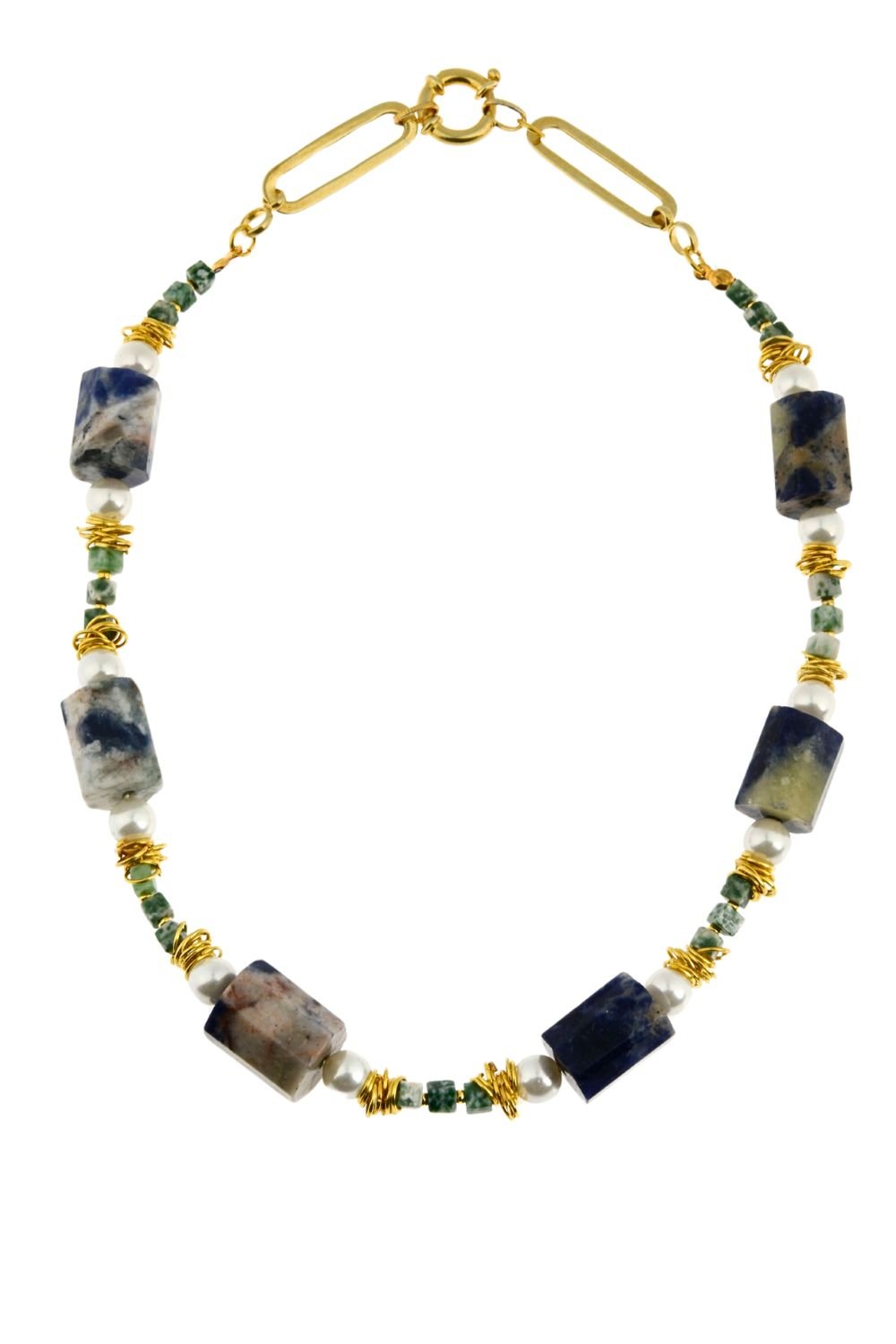 Manus In Mano-Neira Doğal Taş Gümüş / Pirinç Karışım Kolye-Kolye-1-Milagron.com