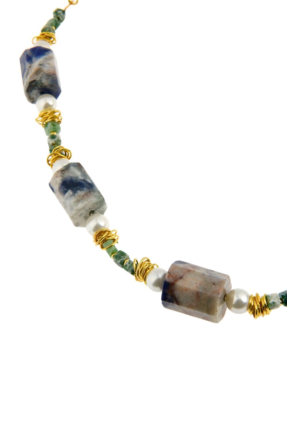 Manus In Mano-Neira Doğal Taş Gümüş / Pirinç Karışım Kolye-Kolye-2-Milagron.com