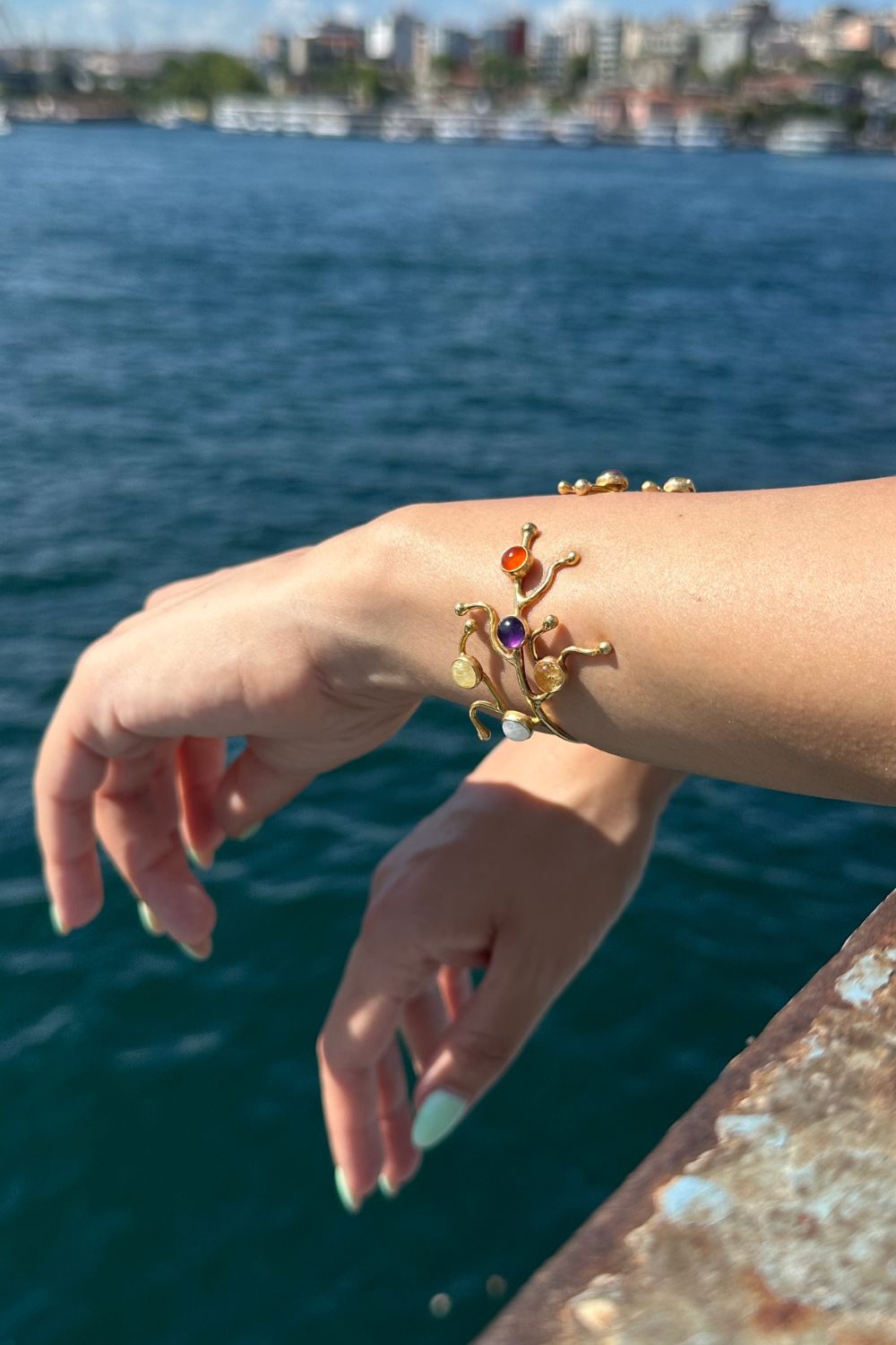 Manus In Mano-Pavlovo Doğal Taş Otantik Gümüş Bilezik-Bileklik-3-Milagron.com